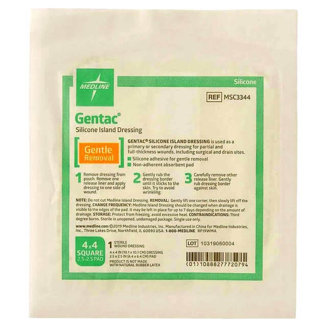 Gentac Silicone Island Wound Dressing, 6 x 6 inch - Case of 150