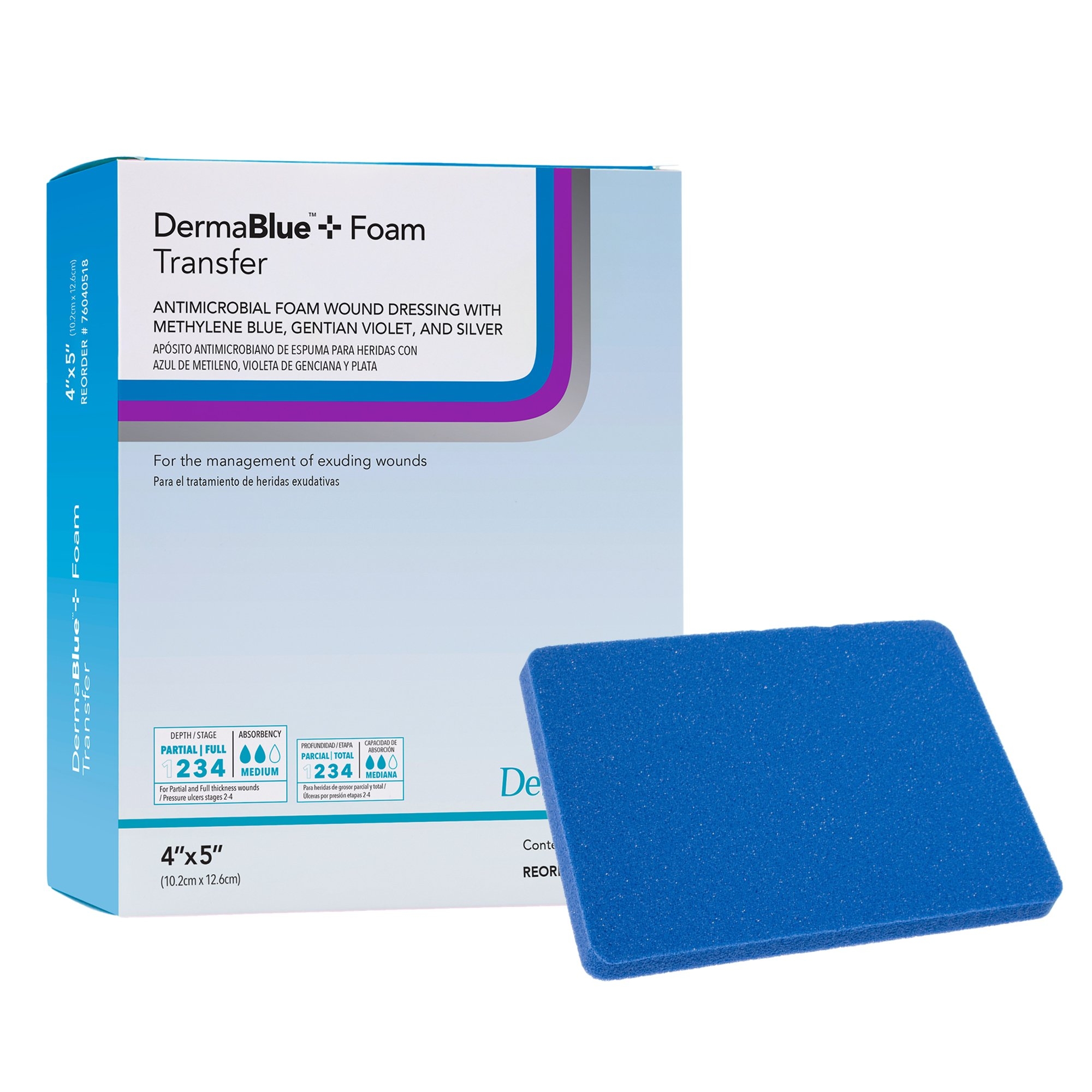 derma blue foam dressing DermaBlue+ Transfer Silver Antimicrobial Foam Wound Dressing, 4 x 5 Inch collection:wk152025repeat UZN 2025 Satin Halter Color:Provencal Blue Floral