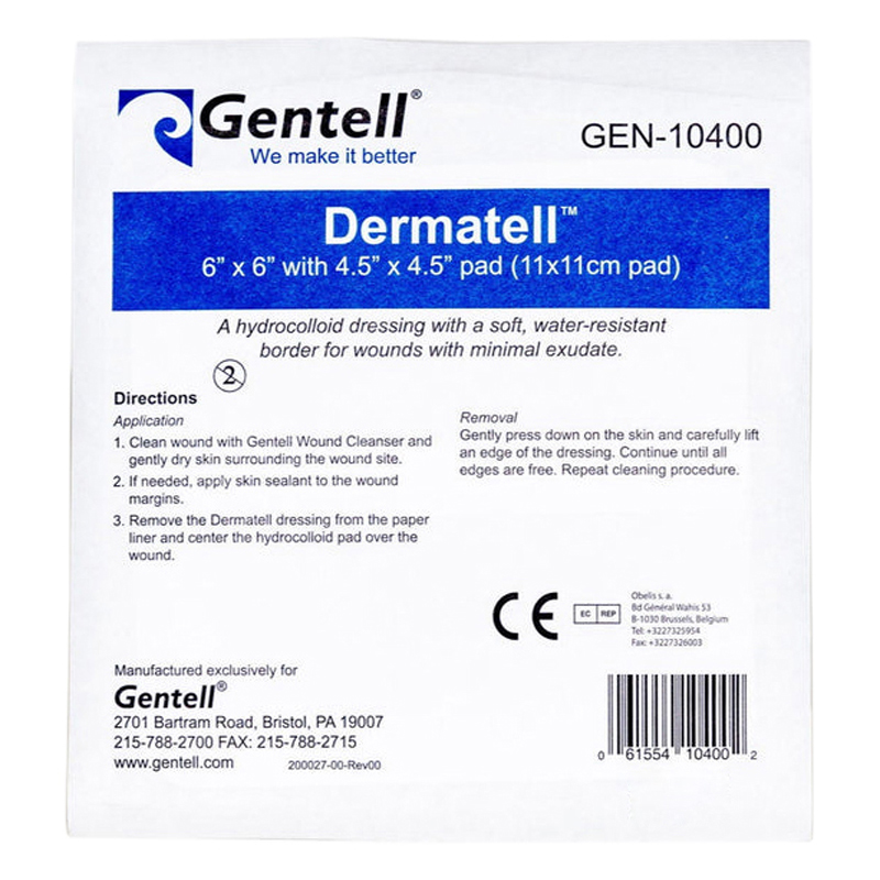 Gentell Dermatell Hydrocolloid Dressing 6x6 Inch | Moist Wound Healing