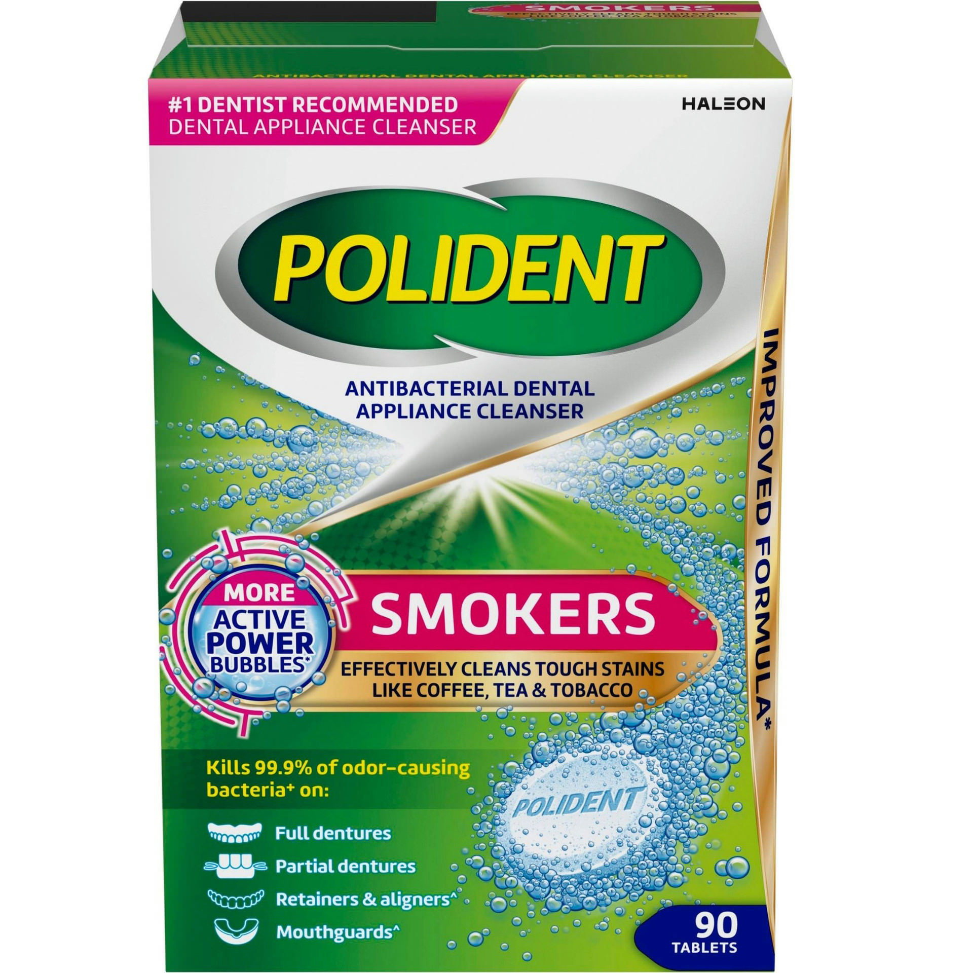 is tobacco antibacterial Polident Smokers Antibacterial Dental Appliance Cleanser Tablets
