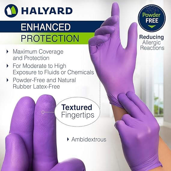 Halyard Purple Nitrile Sterile Exam Gloves, Single thumbnail 2
