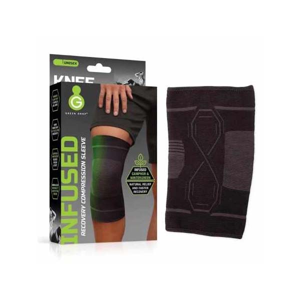 Green Drop Knee Support Black Pull-On Left or Right Knee - Main image