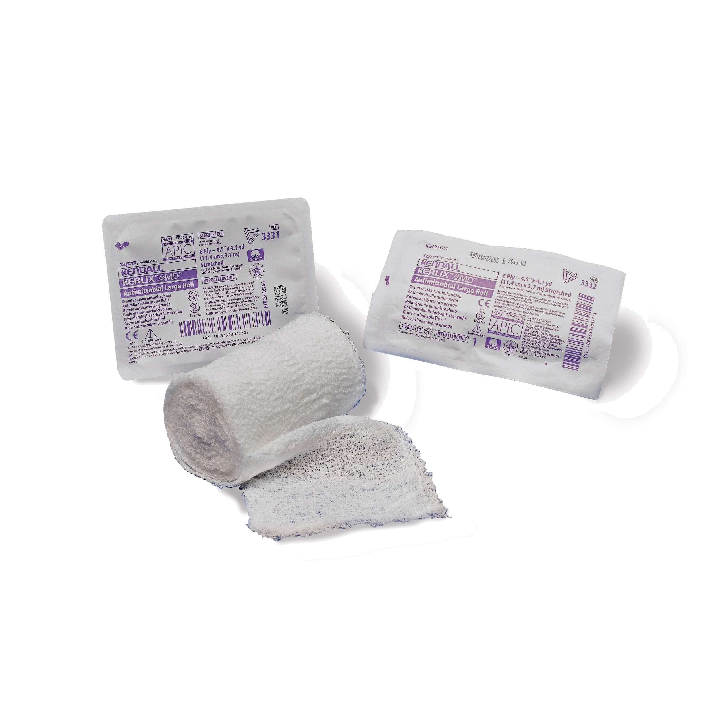 kerlix dressing Gauze Bandage Rolls - 4 1/2 in x 4.1 Yds, 6 Ply - 6 Single Sterile Pocuhes- Extra Absorbency Kerlix AMD Antimicrobial Bandage Roll,
