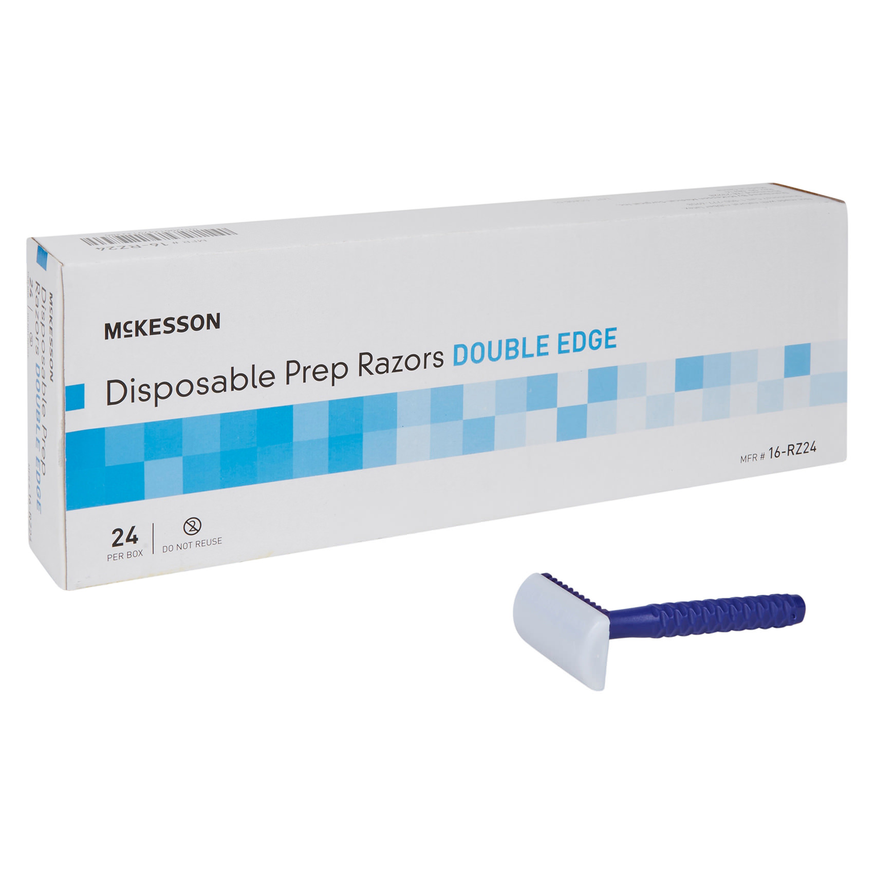 McKesson Razor Stainless Steel Blade Blue Double Edged Plastic Handle - Main image