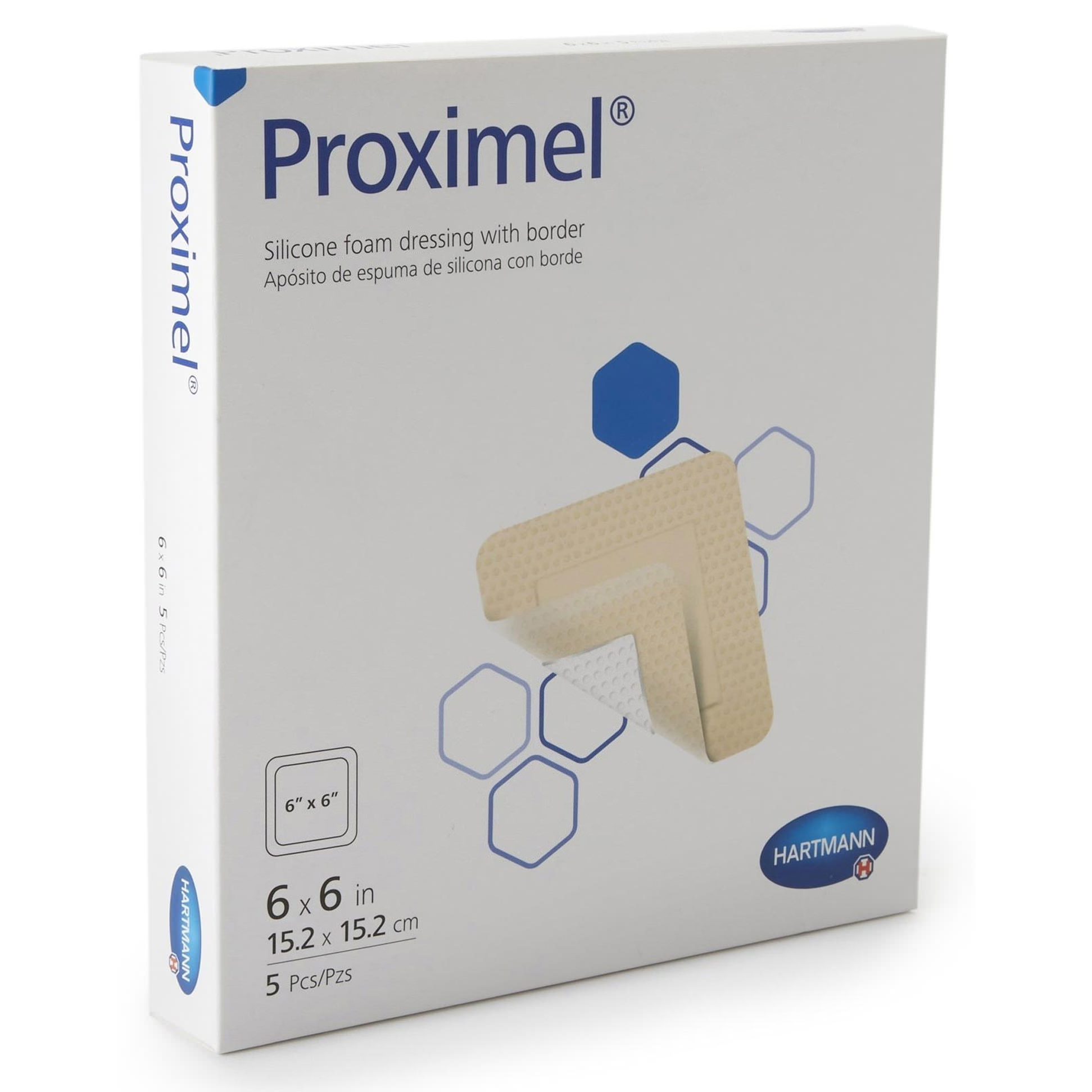 Proximel Silicone Foam Dressing 6x6 Inch Border Dressing Box of 5