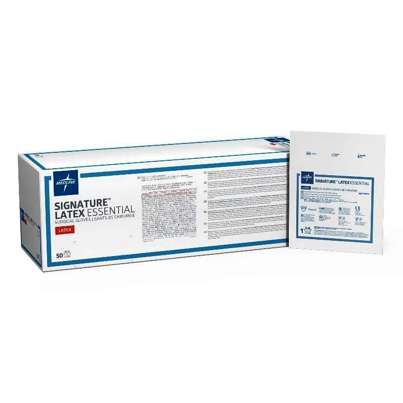 Medline Signature Latex Essential Surgical Gloves, Size 6 | Sterile
