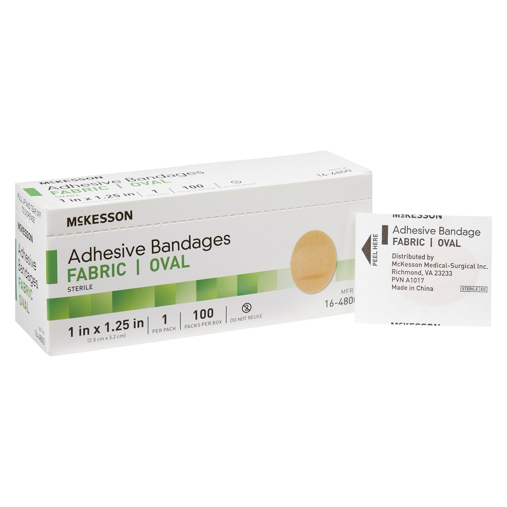 McKesson Adhesive Strip Tan 1 x 1-1/4 Inch Oval Sterile - Main image