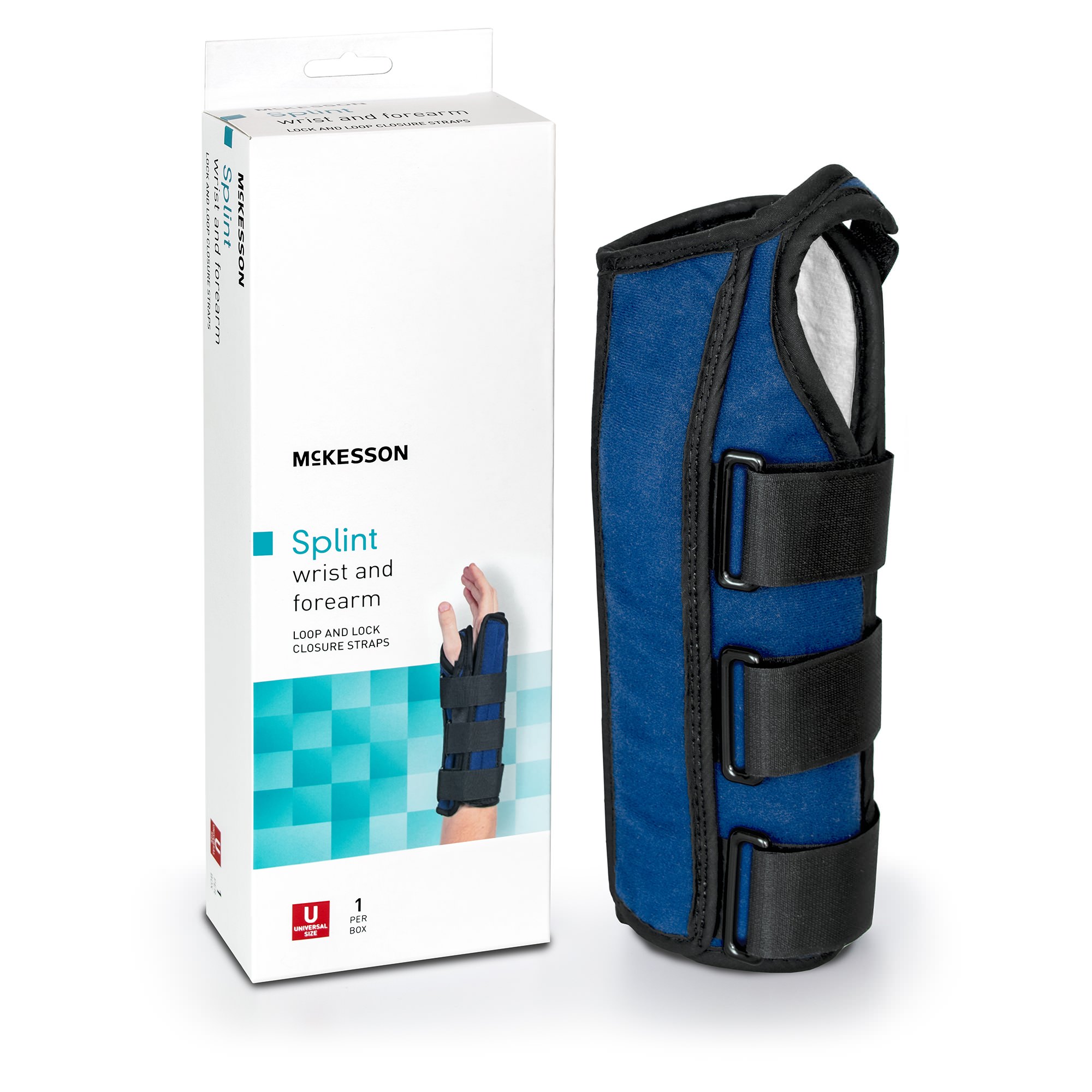 McKesson Universal Wrist and Forearm Splint Black-Blue One Size Fits Most