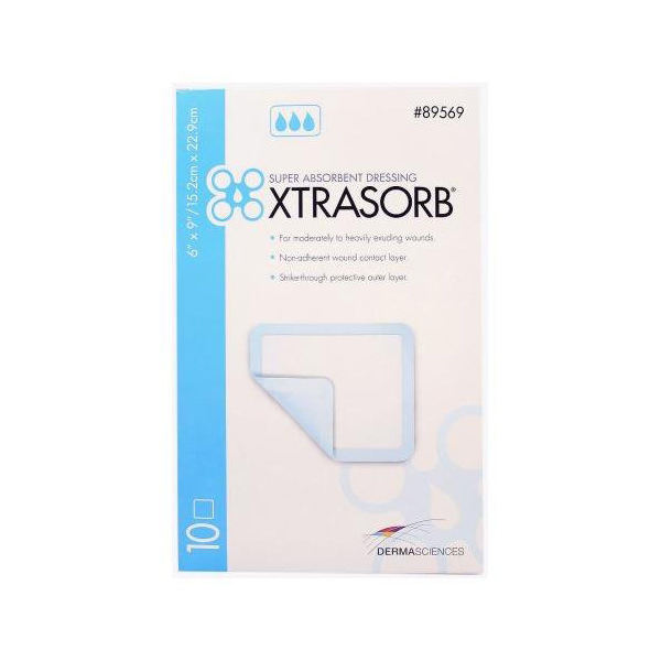 xtrasorb classic super absorbent dressing 4 pcs Xtrasorb Non-Adhesive Super Absorbent Dressing 4x5 #89545  (DermaSciences