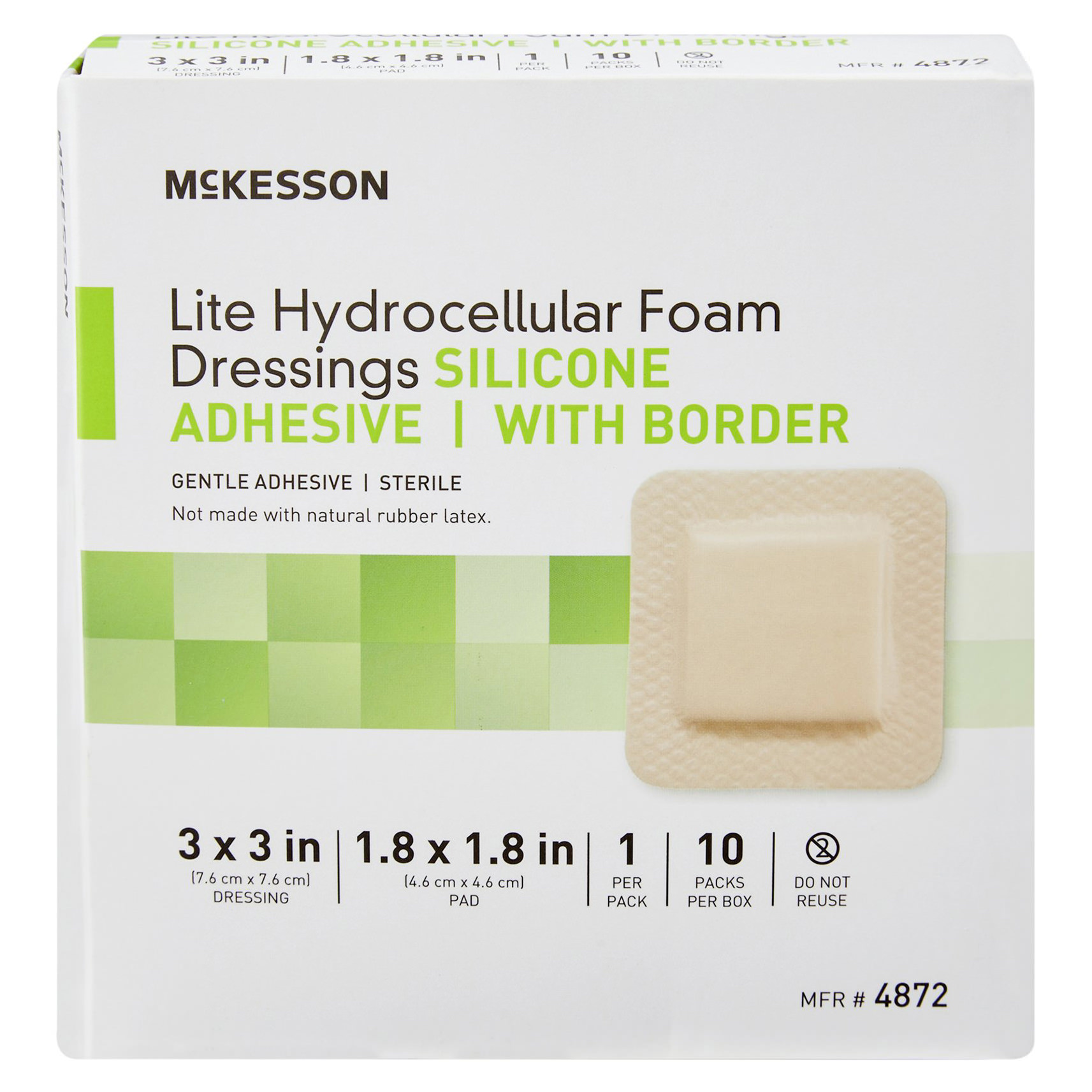 McKesson Lite Thin Silicone Foam Dressing Film Backing Tan Square Sterile thumbnail 2