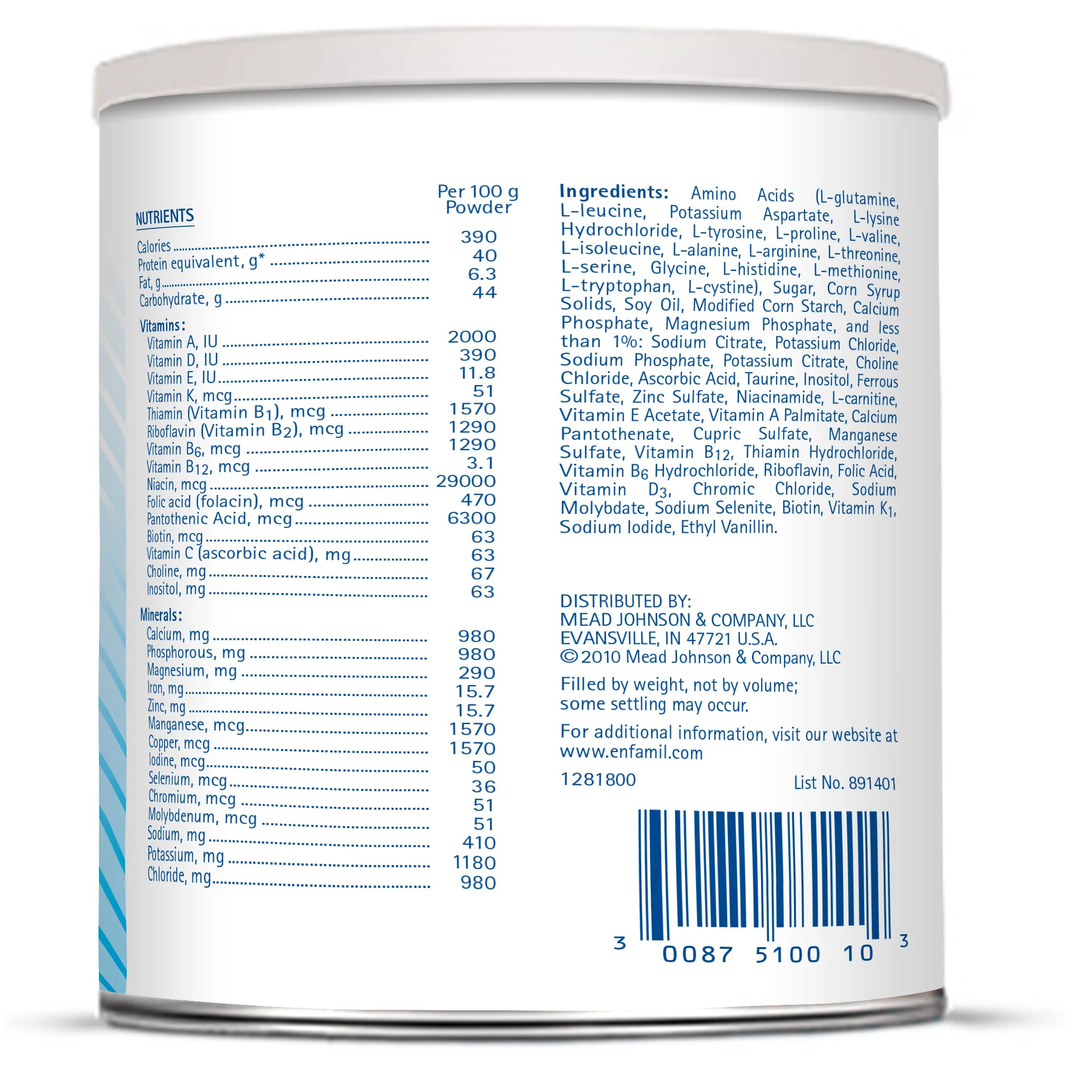 Phenyl-Free 2HP High-Protein Medical Food Powder, Vanilla Flavor