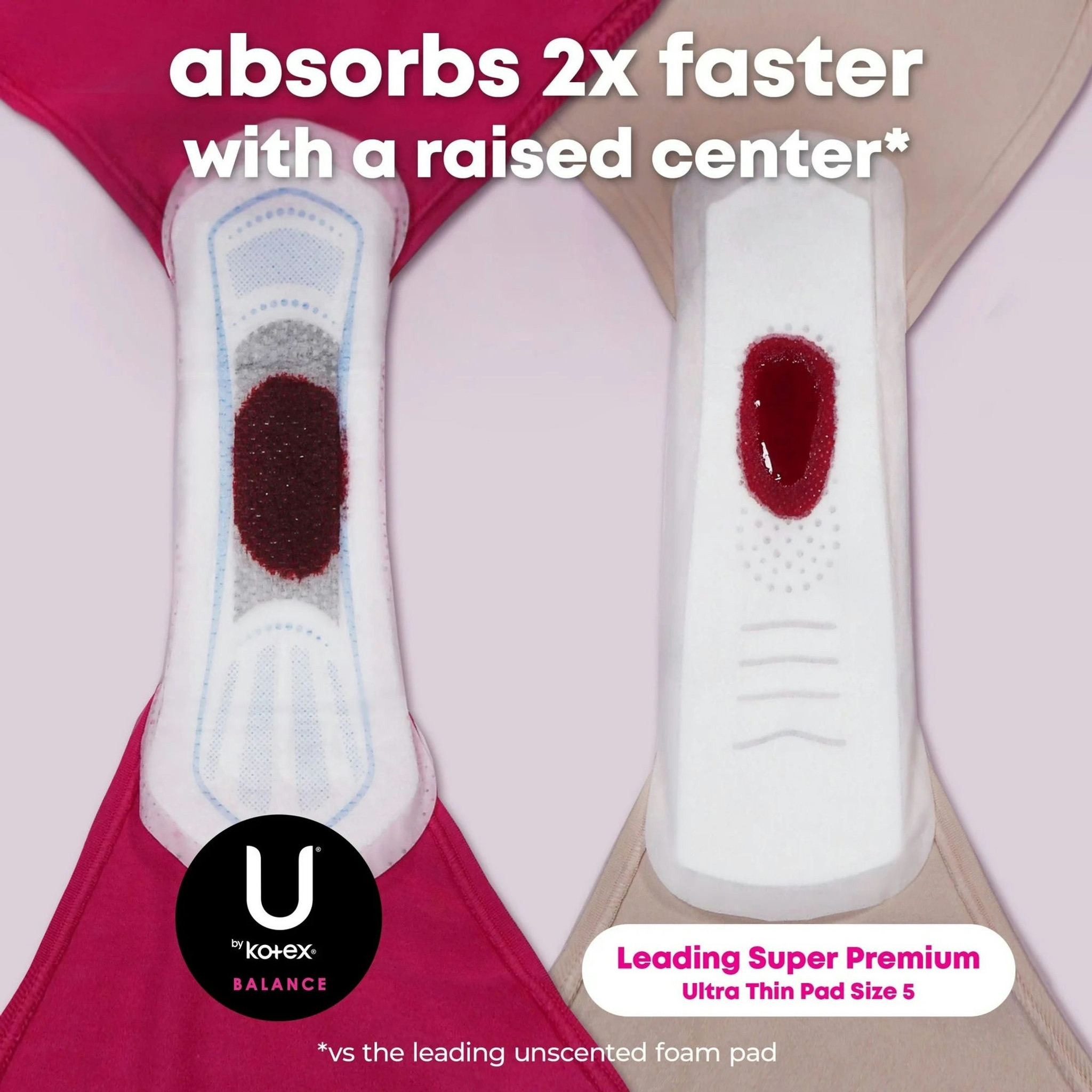 U by Kotex Balance Ultra Thin Pads with Wings, Regular Absorbency thumbnail 4