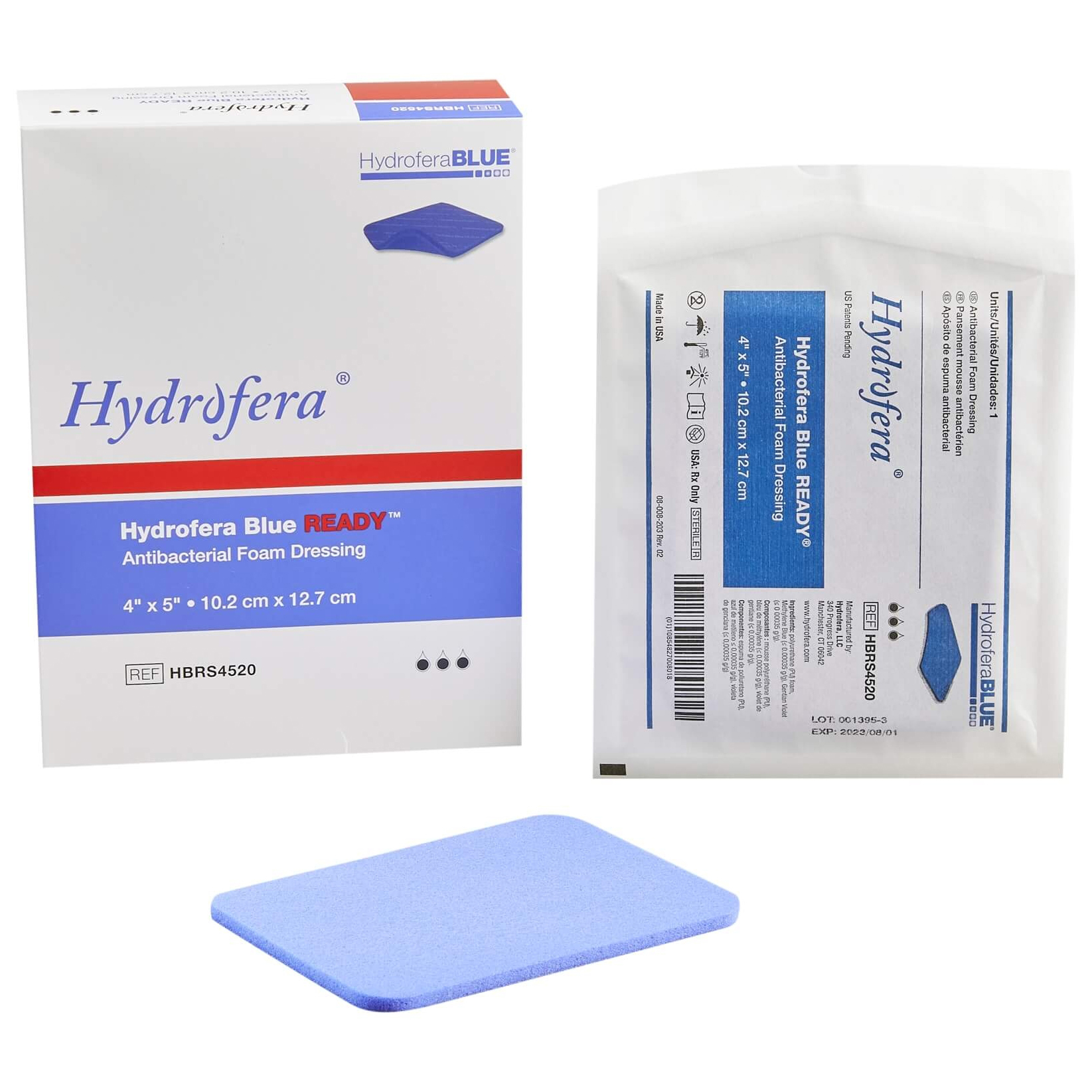 hydrofera blue ready foam dressing 4 x 5 Hydrofera Blue READY Foam Dressing, Non-Cytotoxic, 4" x 5" without Border