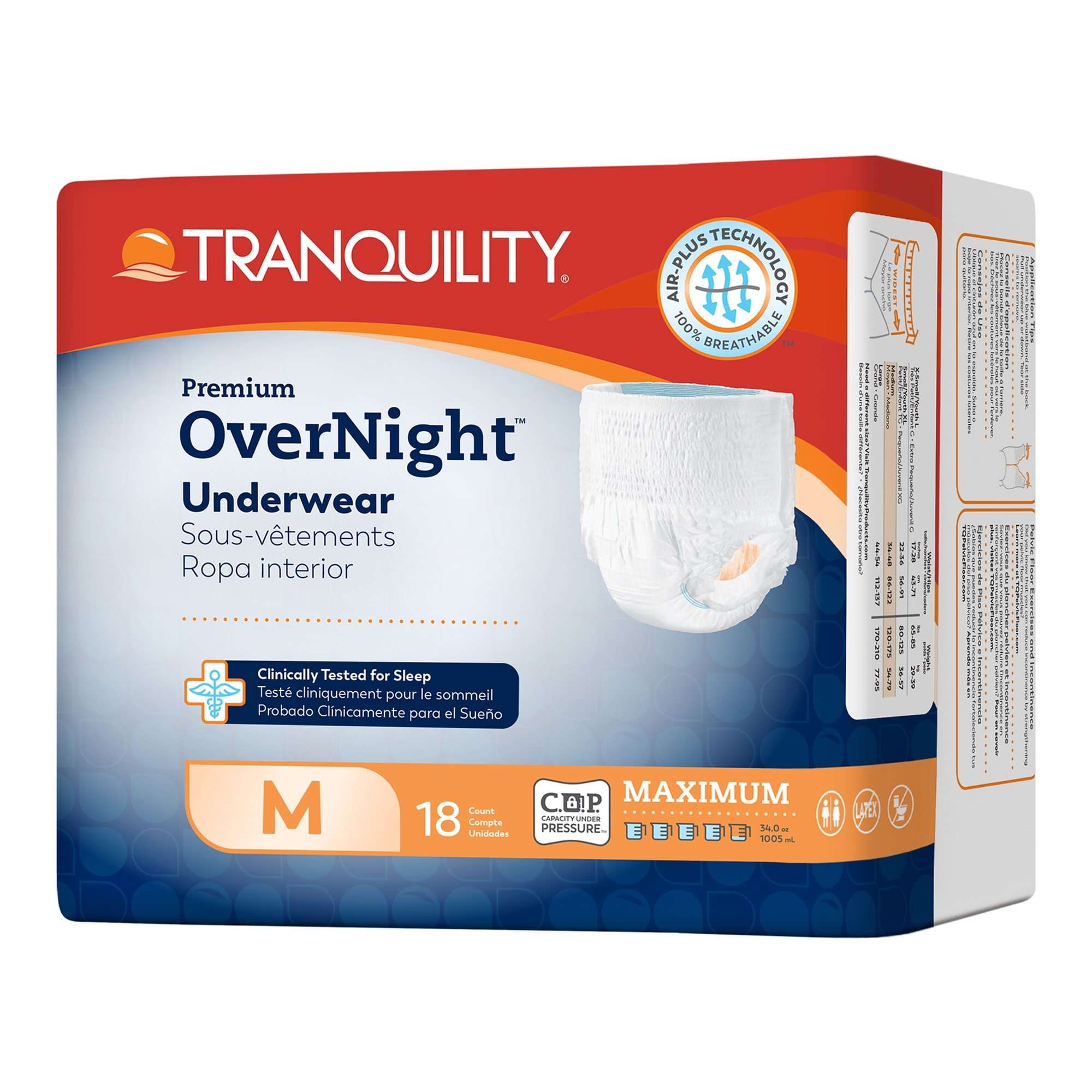 Tranquility Premium OverNight Absorbent Underwear, Medium, 18 Count