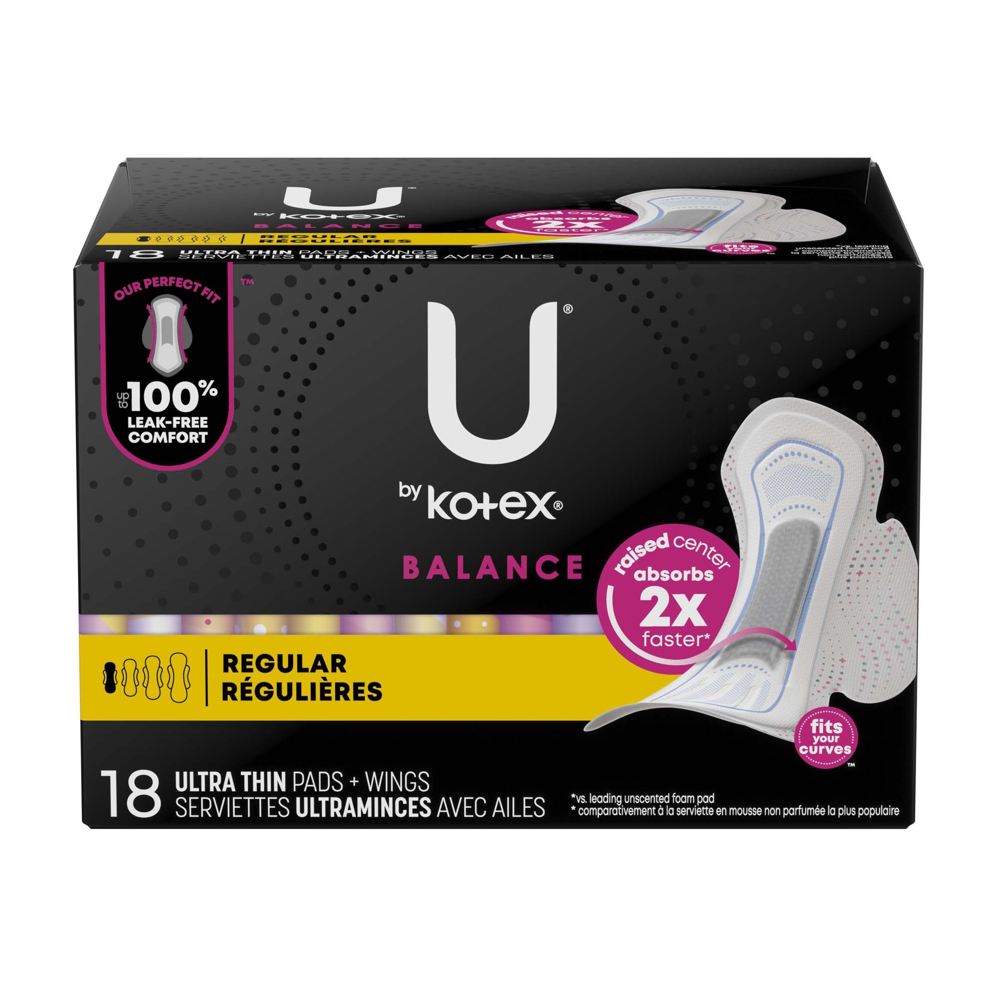 U by Kotex Balance Ultra Thin Pads with Wings, Regular Absorbency thumbnail 2