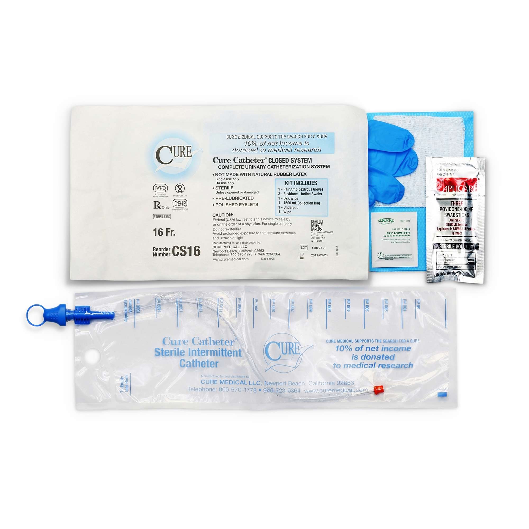 Cure Closed System Intermittent Catheter Kit, Straight Tip - Main image