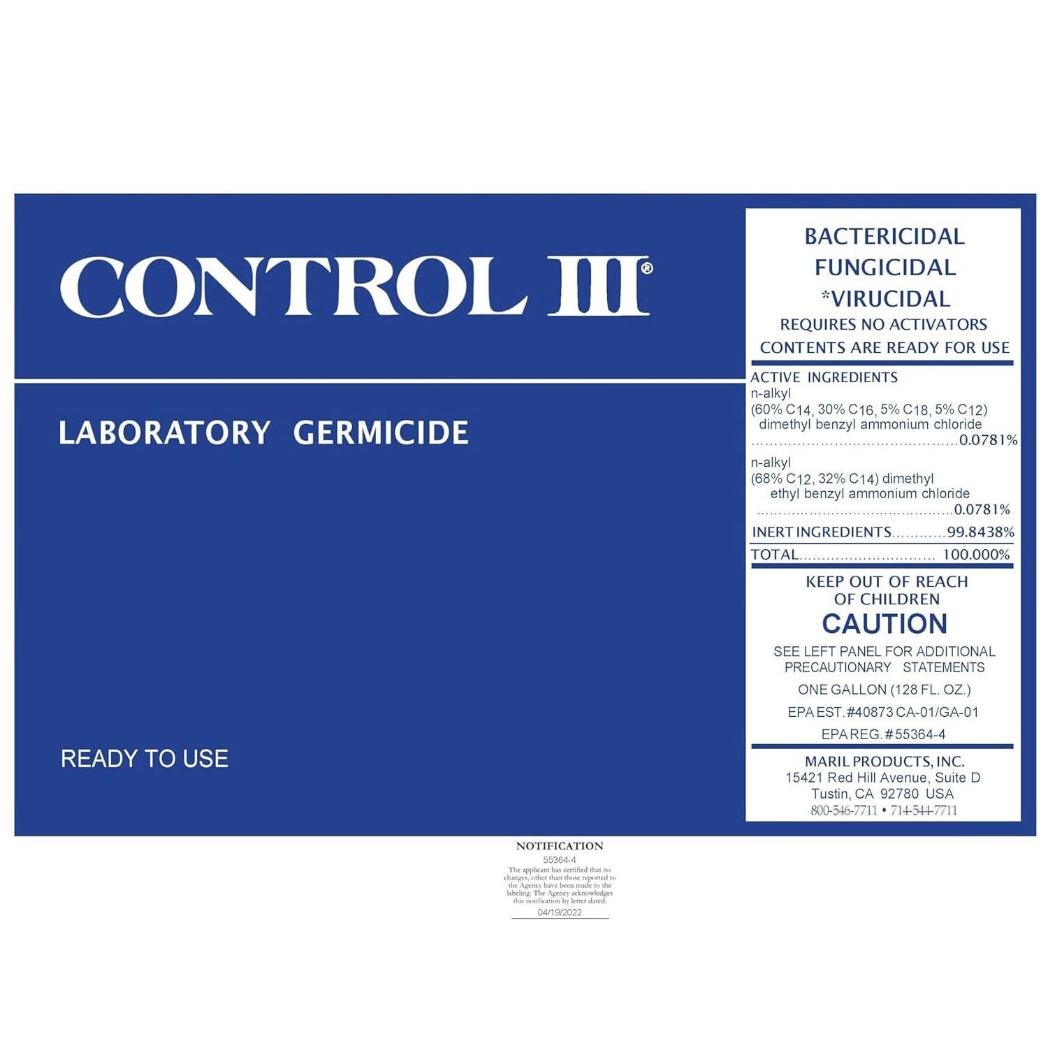 Control III Laboratory Germicide Surface Disinfectant Cleaner thumbnail 2