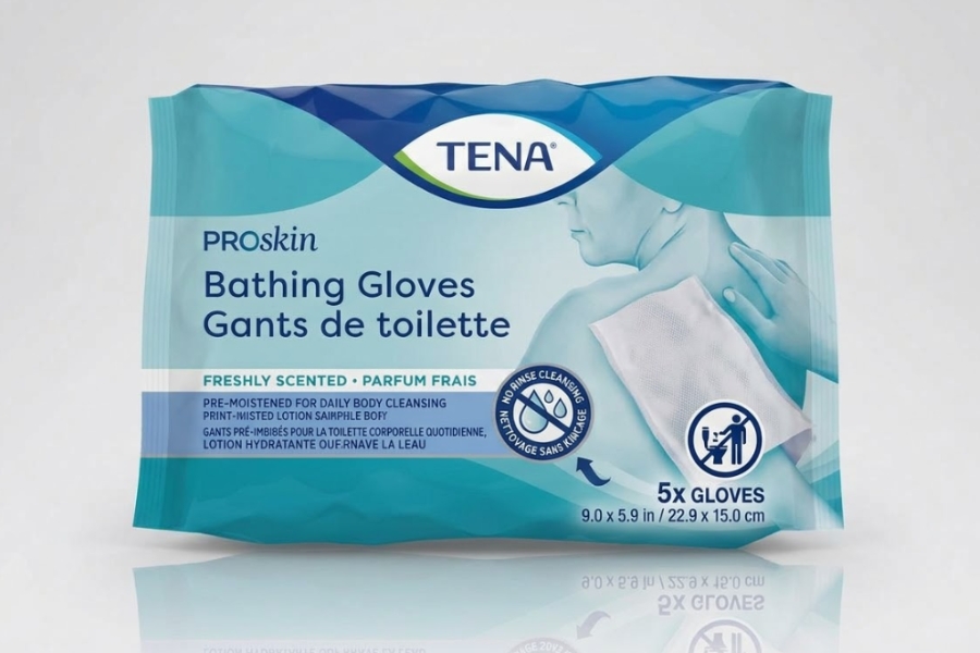 TENA ProSkin Unscented Disposable Bathing Glove Wipes