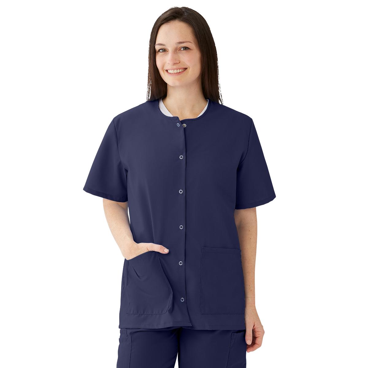 Medline Women's Snap-front Jewel-neckline Scrub Top | Staff Apparel