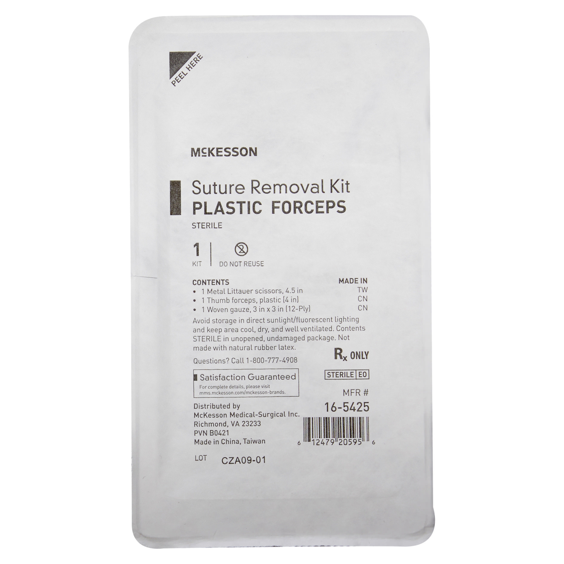 McKesson Sterile Suture Removal Kit with Plastic Forceps thumbnail 2