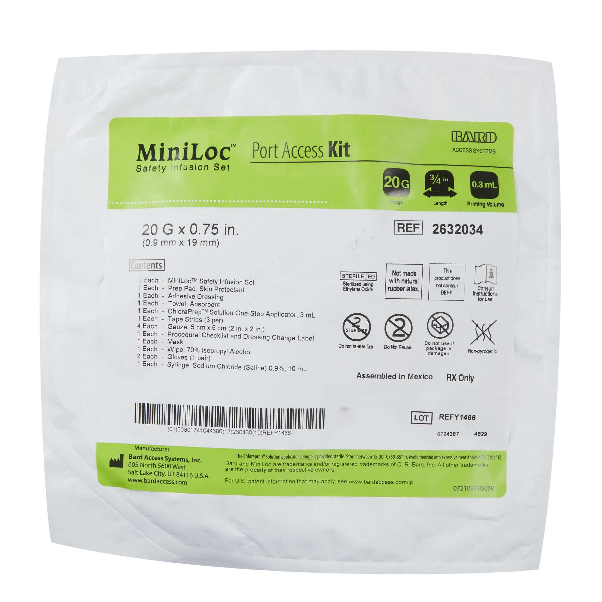 Ipショット☆20袋 MiniLoc Safety Infusion Set, Port Access Kit | Multiple Sizes