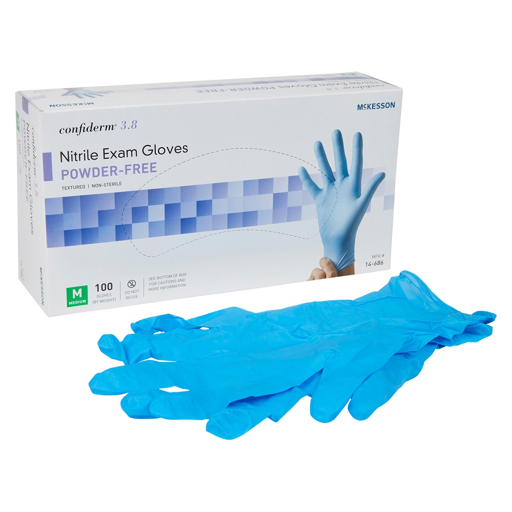 McKesson Confiderm 3.8 Nitrile Powder Free Exam Gloves - Main image
