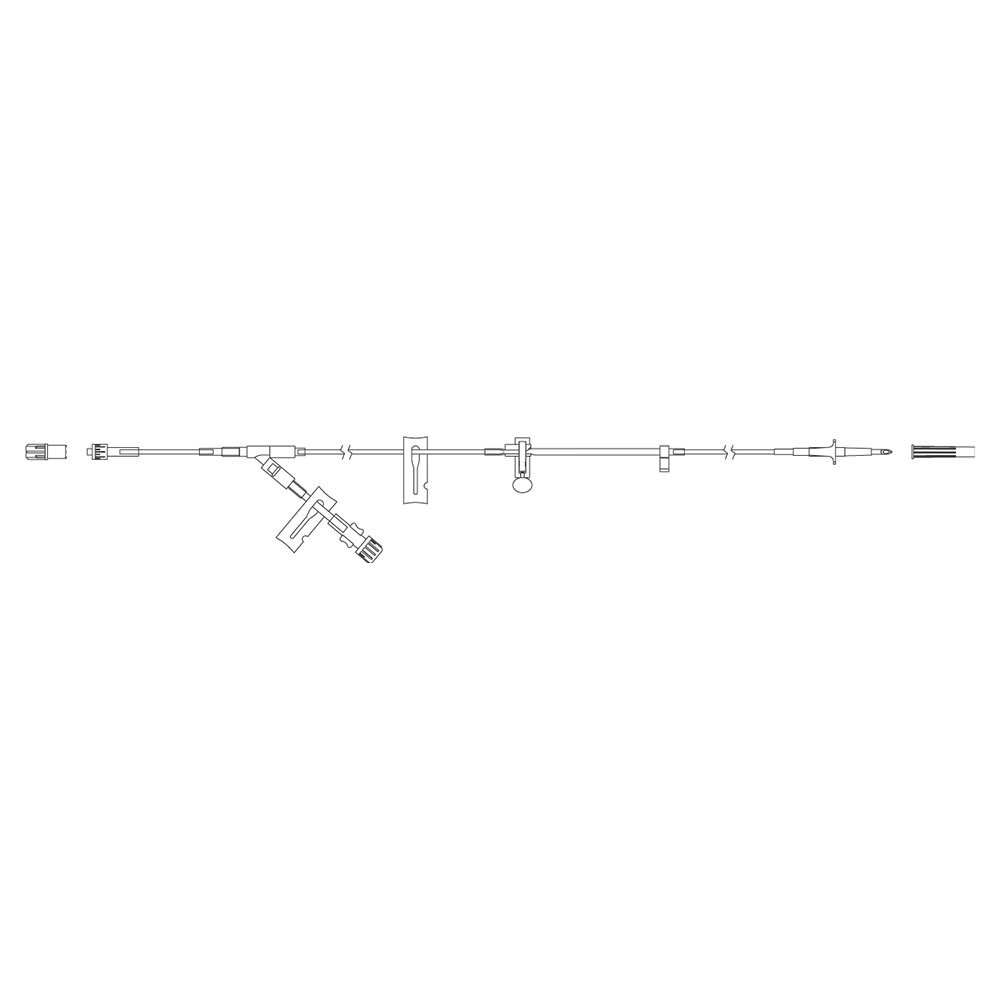Slide clamp, y-site (check valve, slide clamp and non vented cap) and male luer with vented cap. 2.5m, 3.9mL product image
