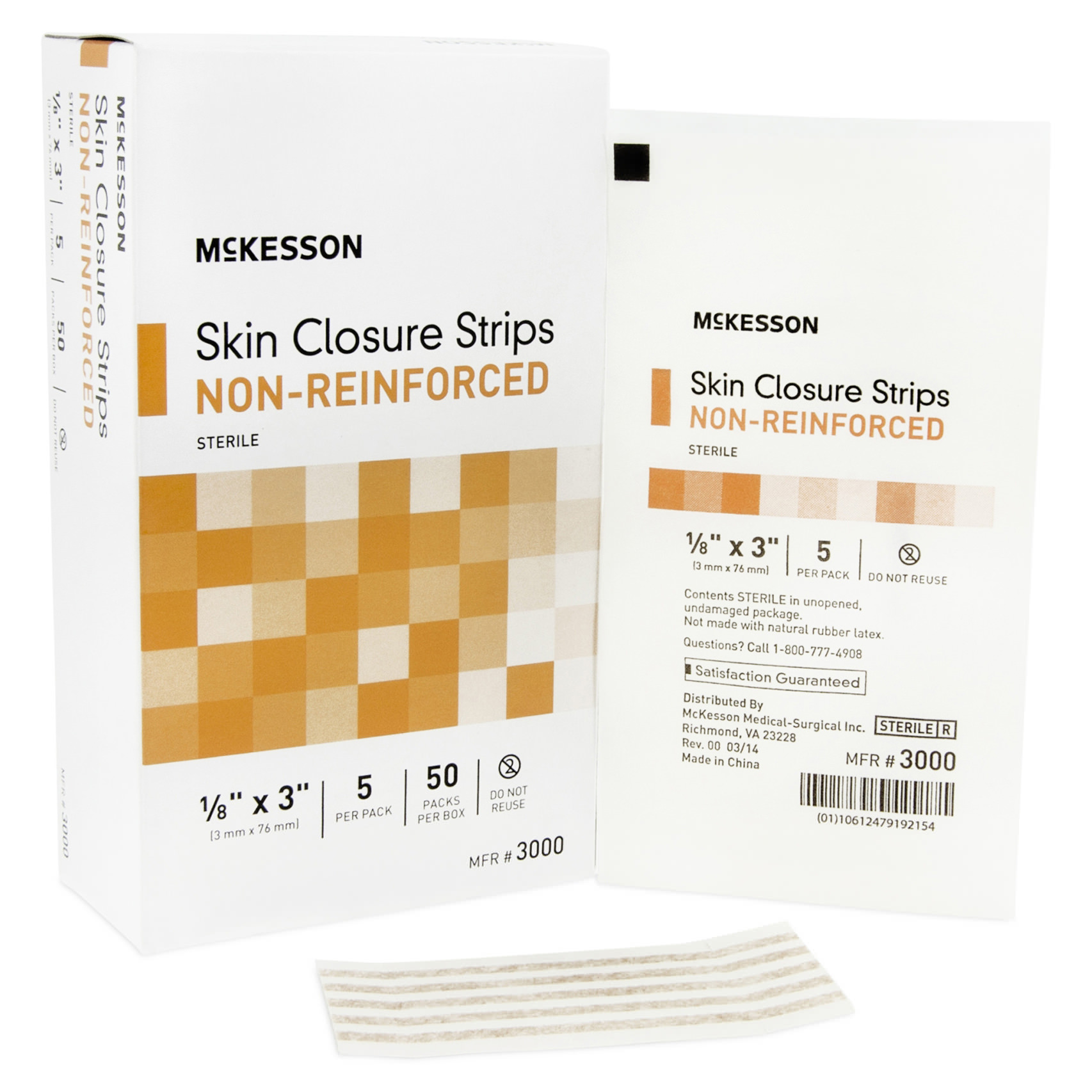 McKesson Skin Closure Strip 1/8 x 3 Inch Sterile - Main image