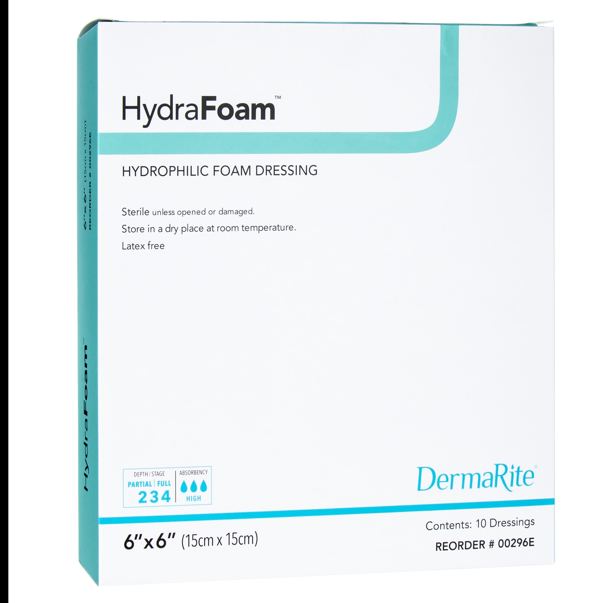 DermaRite HydraFoam Foam Dressing 6x6, Box of 10