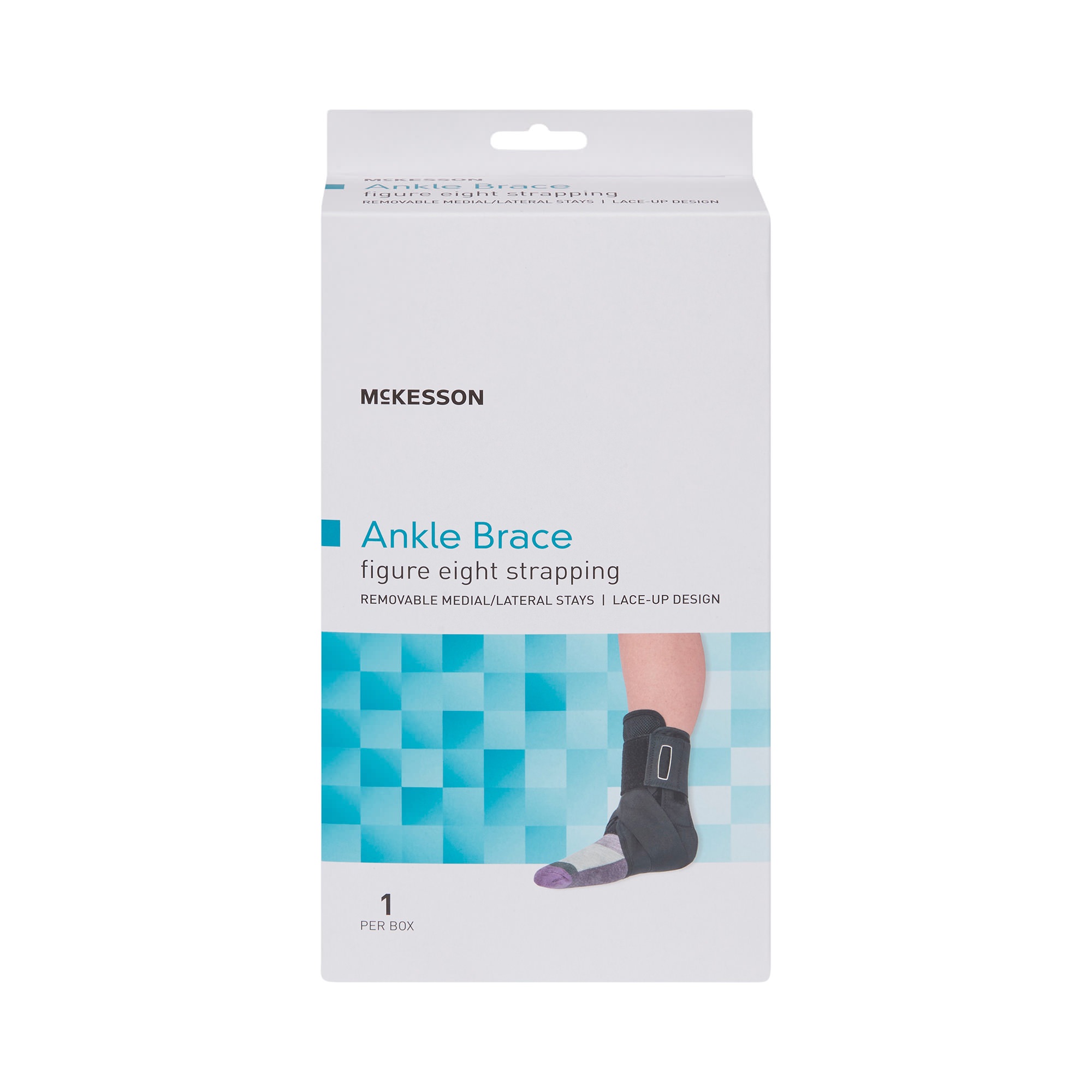 McKesson Ankle Brace Lace-Up Figure-8 Strap Hook and Loop Closure Black - Main image