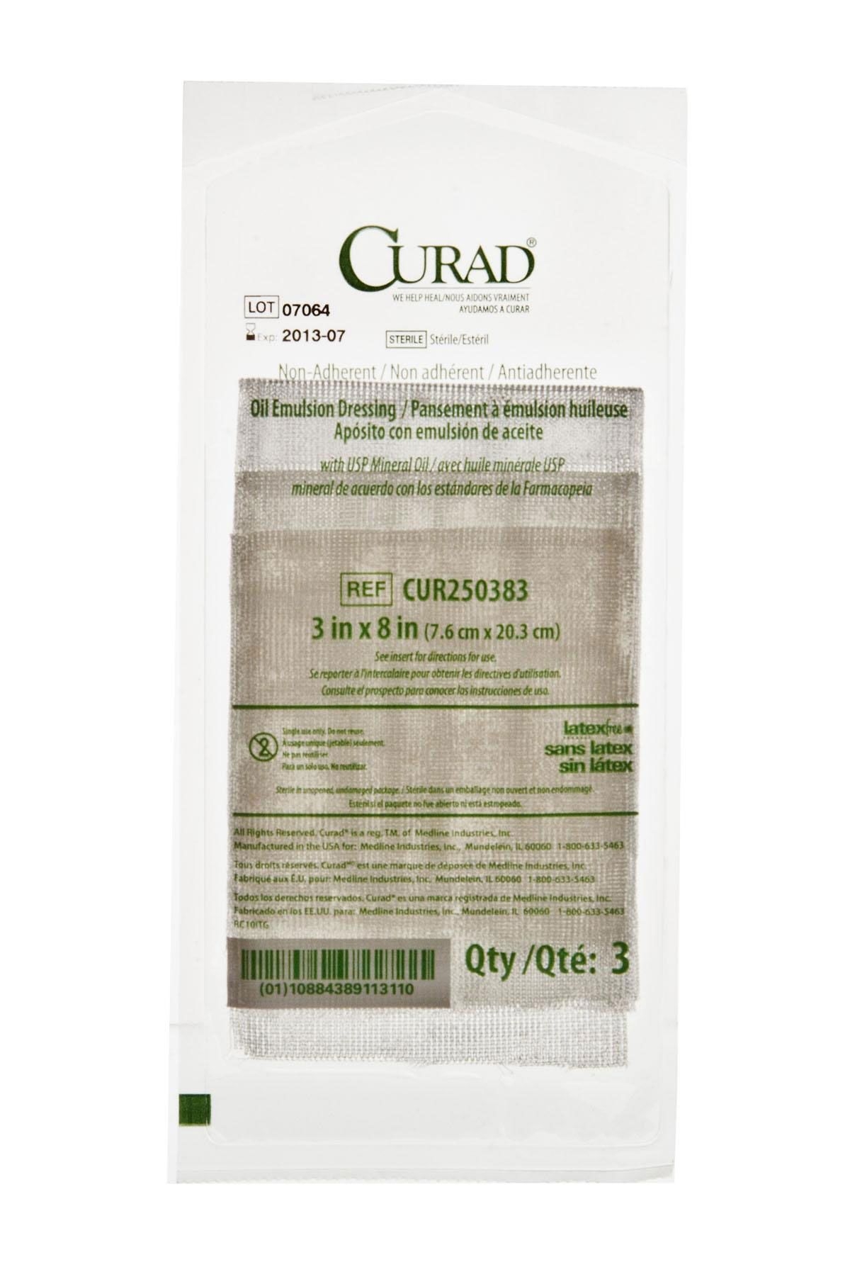 Medline Curad Oil Emulsion Gauze Dressing, Sterile, 3" x 8"
