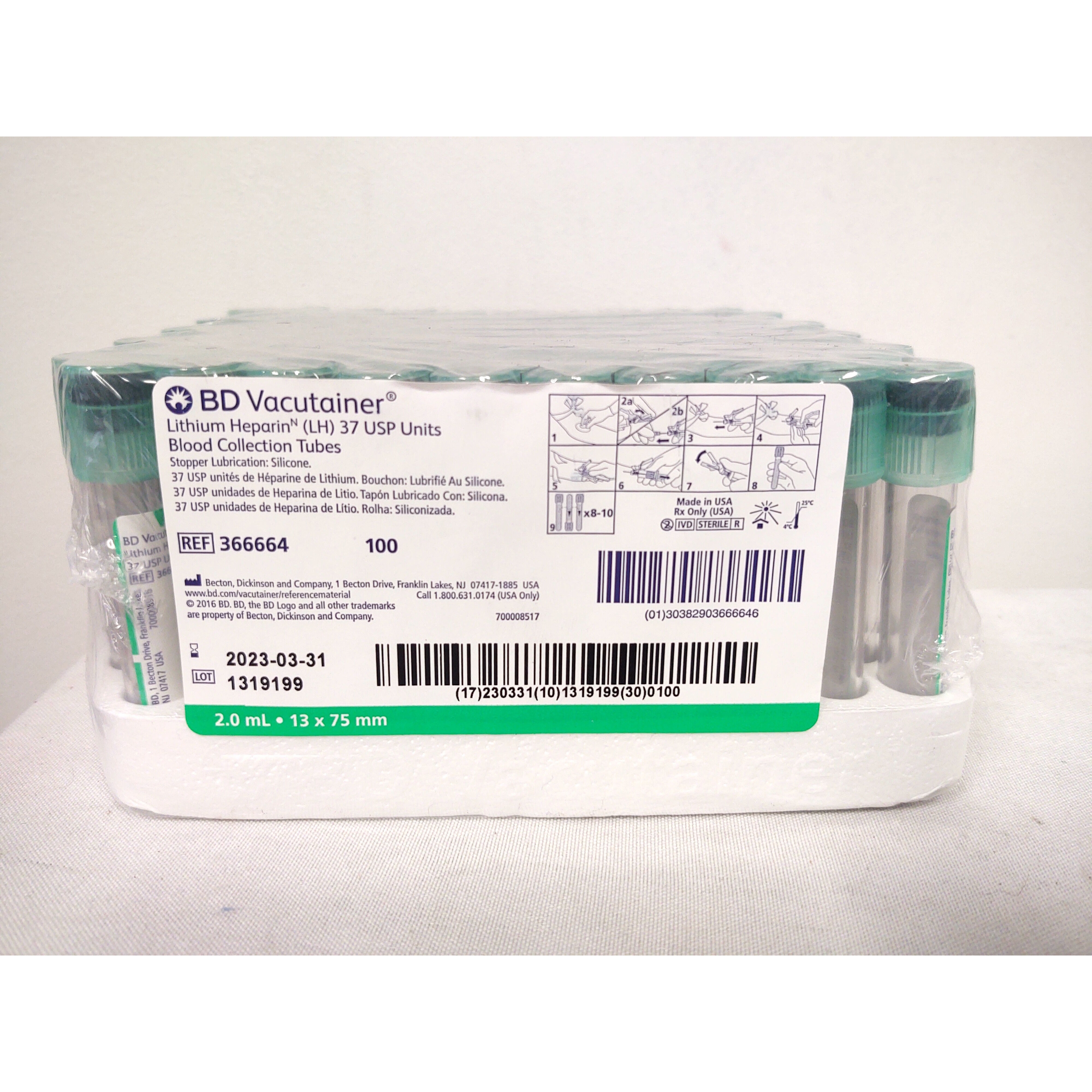 BD Vacutainer Venous Blood Collection Tube Lithium Heparin