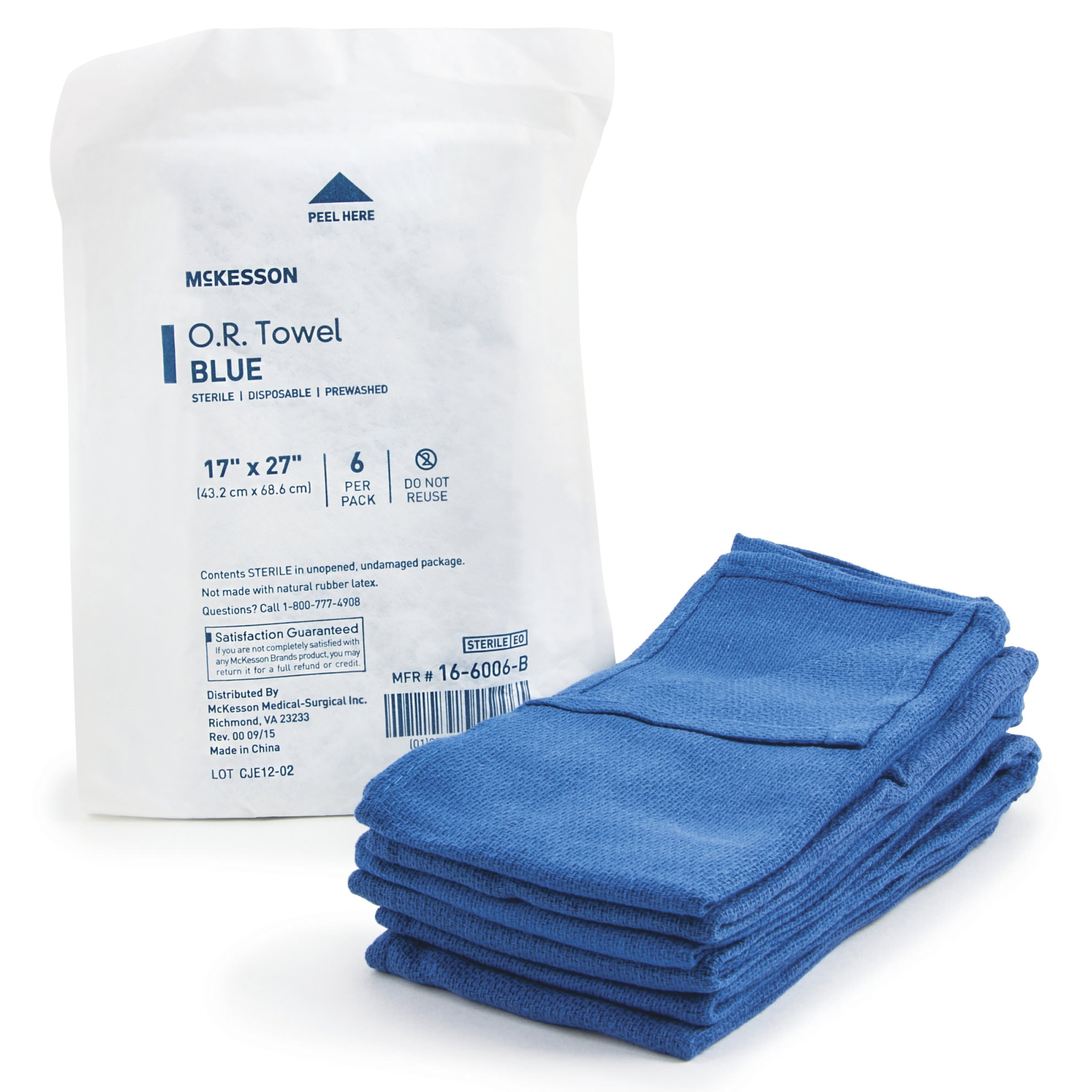 McKesson O.R. Towel Blue 17 W x 27 L Inch Sterile Disposable - Main image