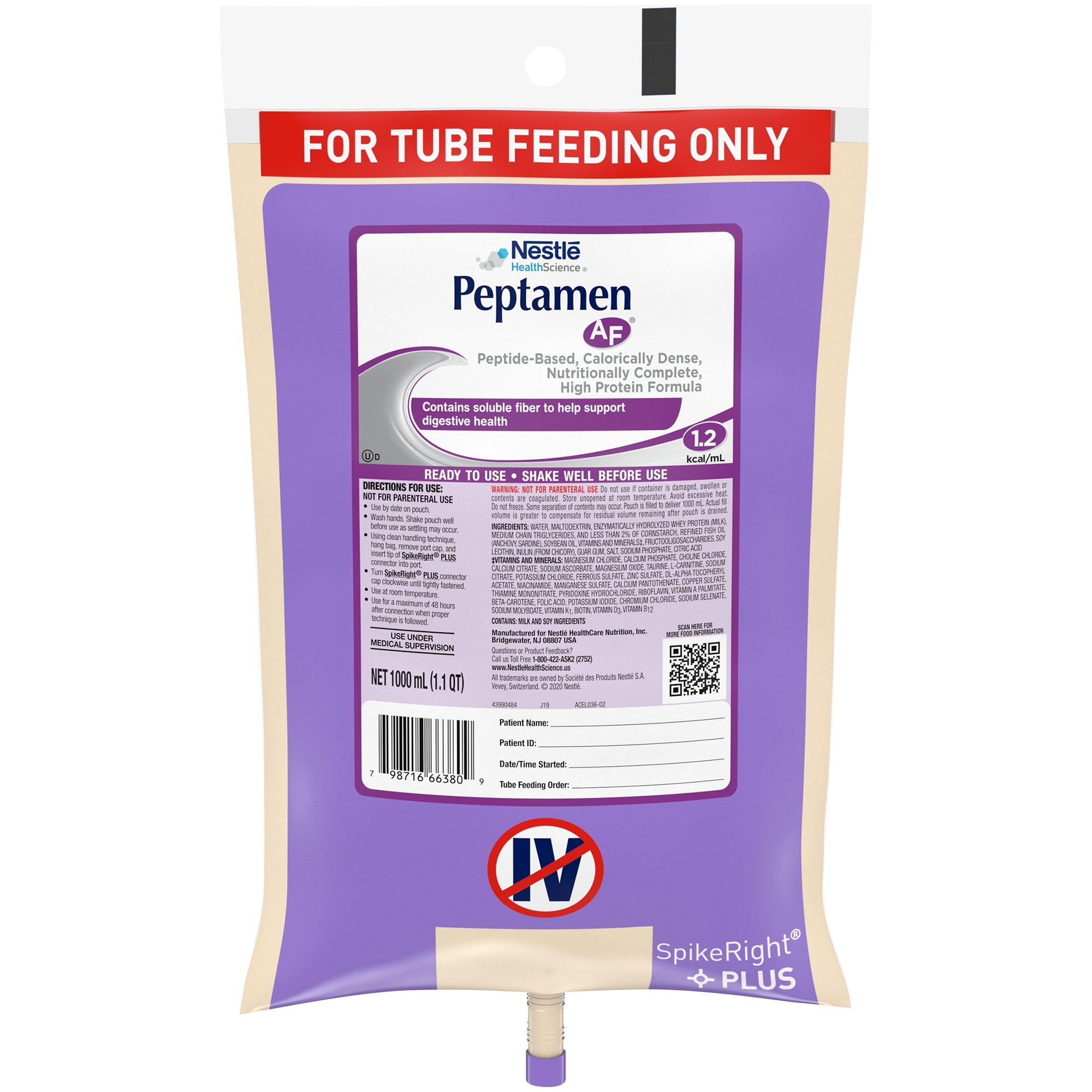 Peptamen AF 1.2 Ready to Hang Tube Feeding Formula