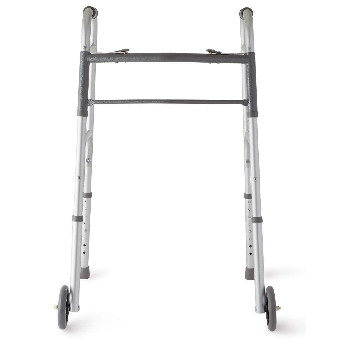 Medline Two-Button Folding Walker with 5" Wheels thumbnail 6