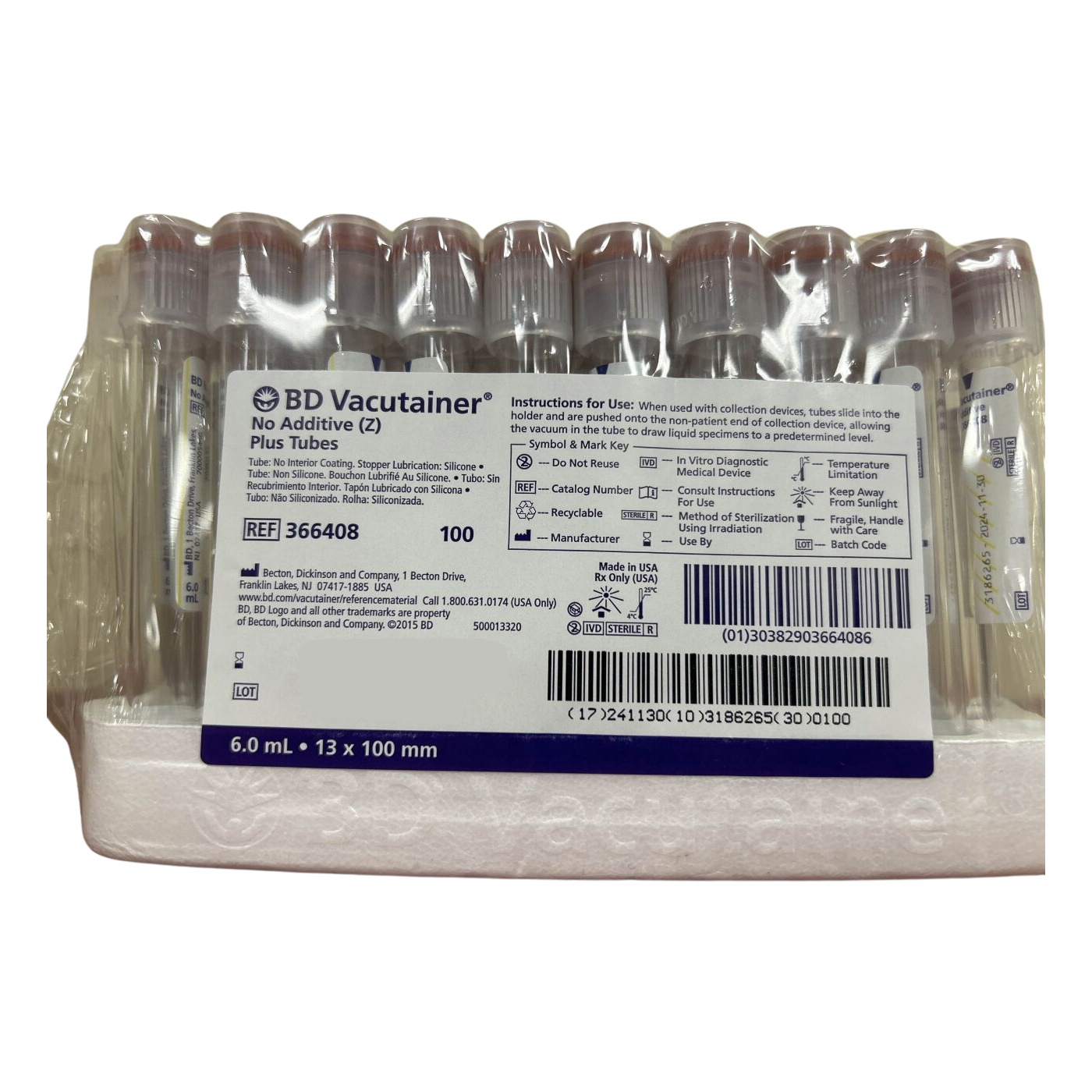 ★新品未使用★Sys Tube BD Vacutainer No Additive (Z) Plus 6 mL Blood Collection Tube