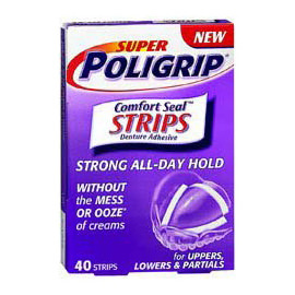 Denture Adhesive Super Poligrip Comfort Seal Strips - Box of 40