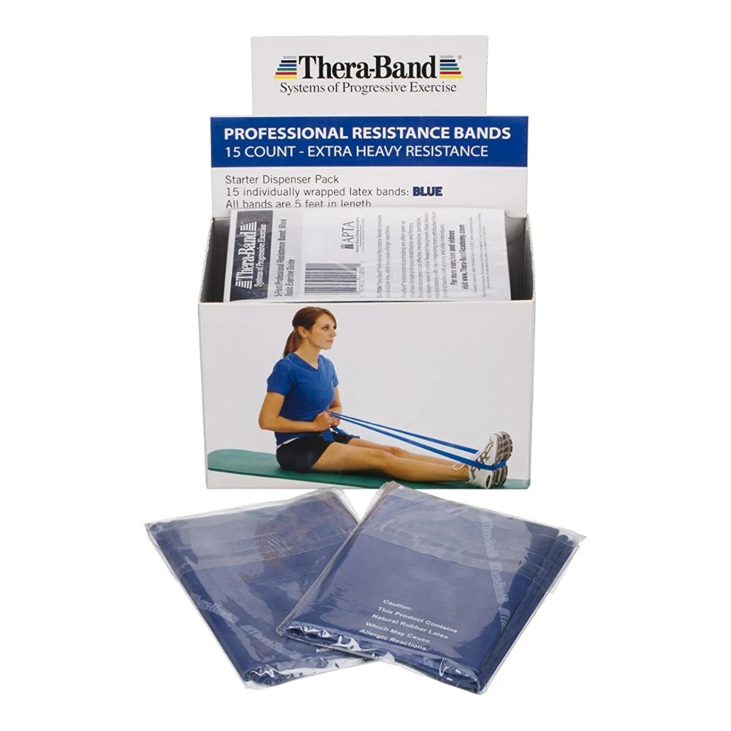 TheraBand Élastiques Non-Latex – Lot Bleu, Noir Et Argenté, Résistance Progressive Pour Rééducation Et Sport