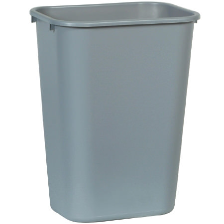 Deskside Rectangular LLDPE Trash Can Without Lid, 41 Quart thumbnail 1