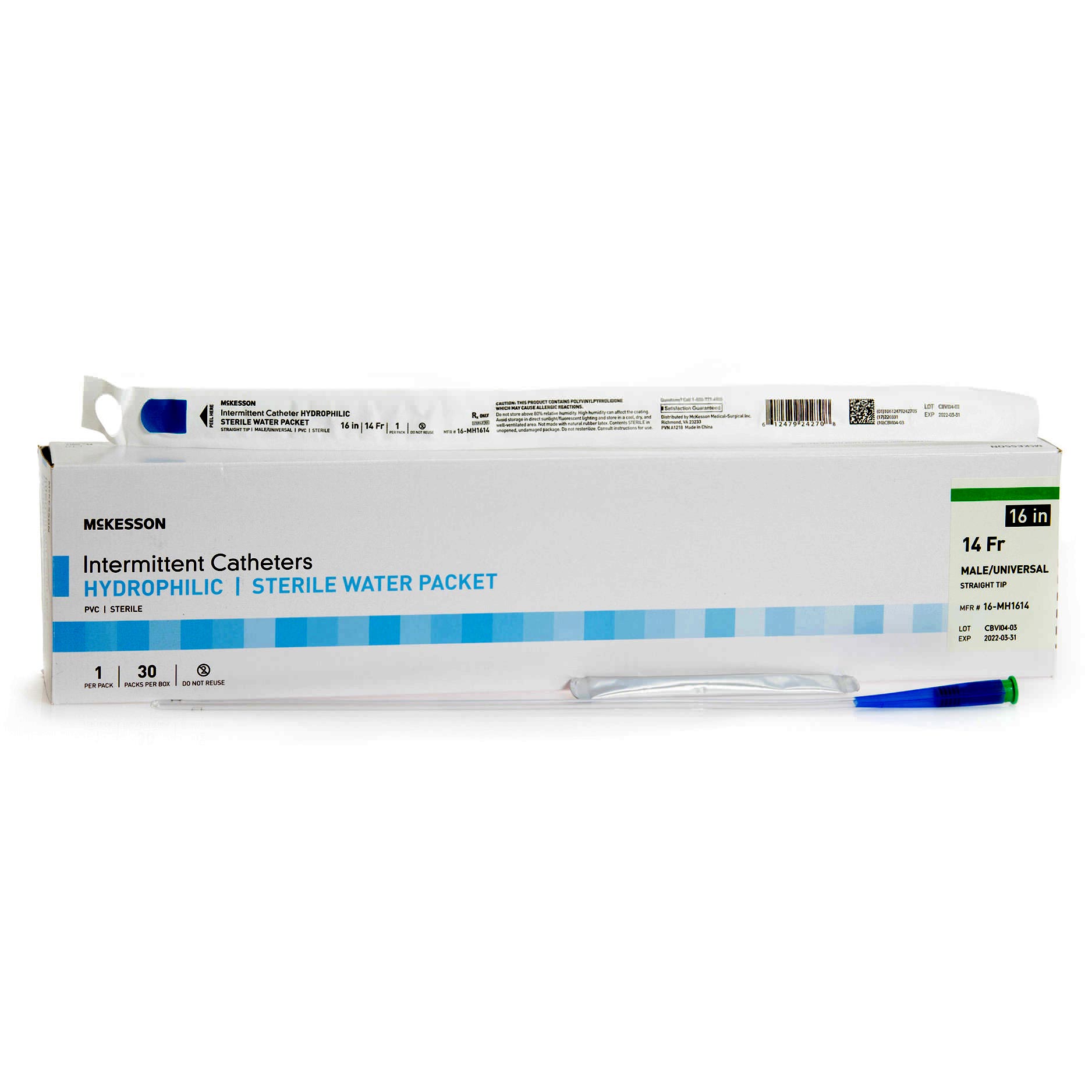 McKesson Intermittent Catheter with Hydrophilic Coating For Men
