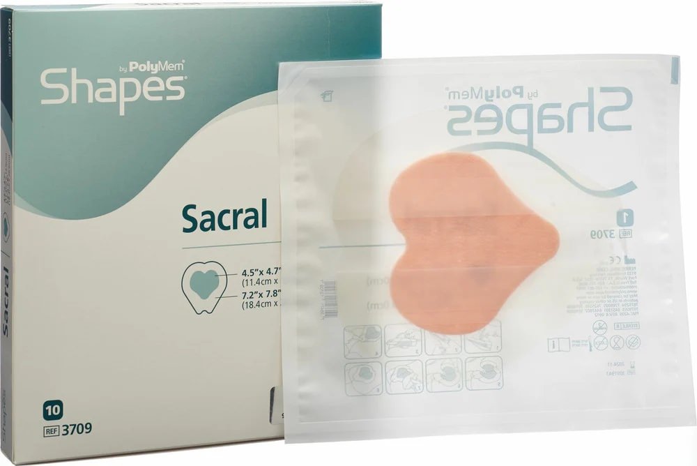 PolyMem Shapes Quadrafoam Sacral Film Adhesive Wound Dressing thumbnail 1