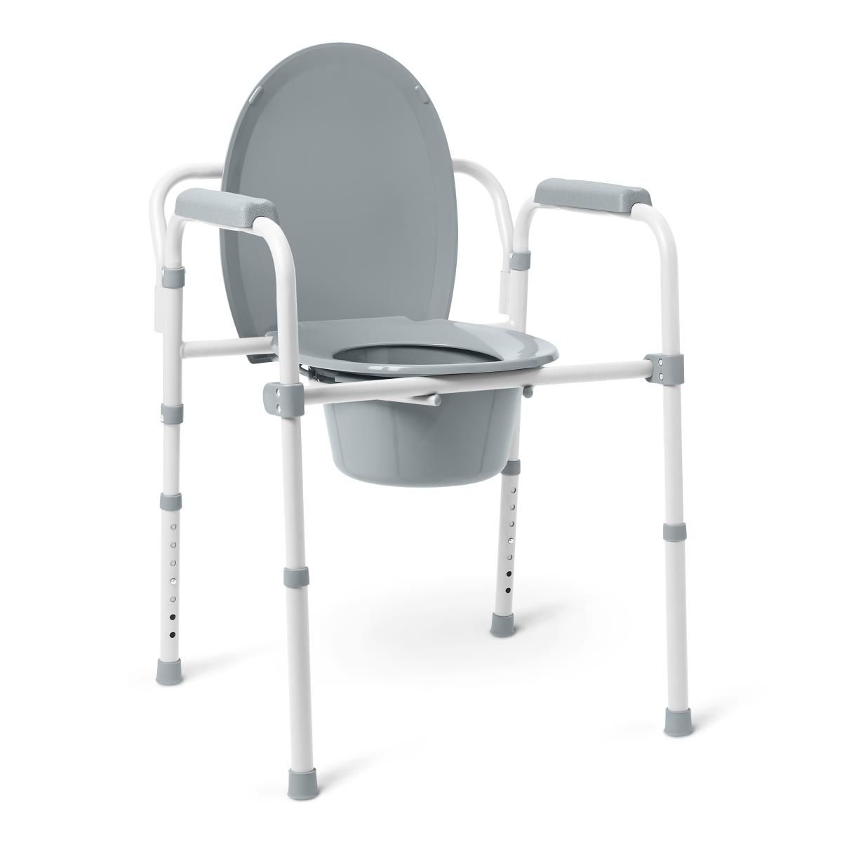 Medline Steel 3-in-1 Elongated Folding Commode thumbnail 1