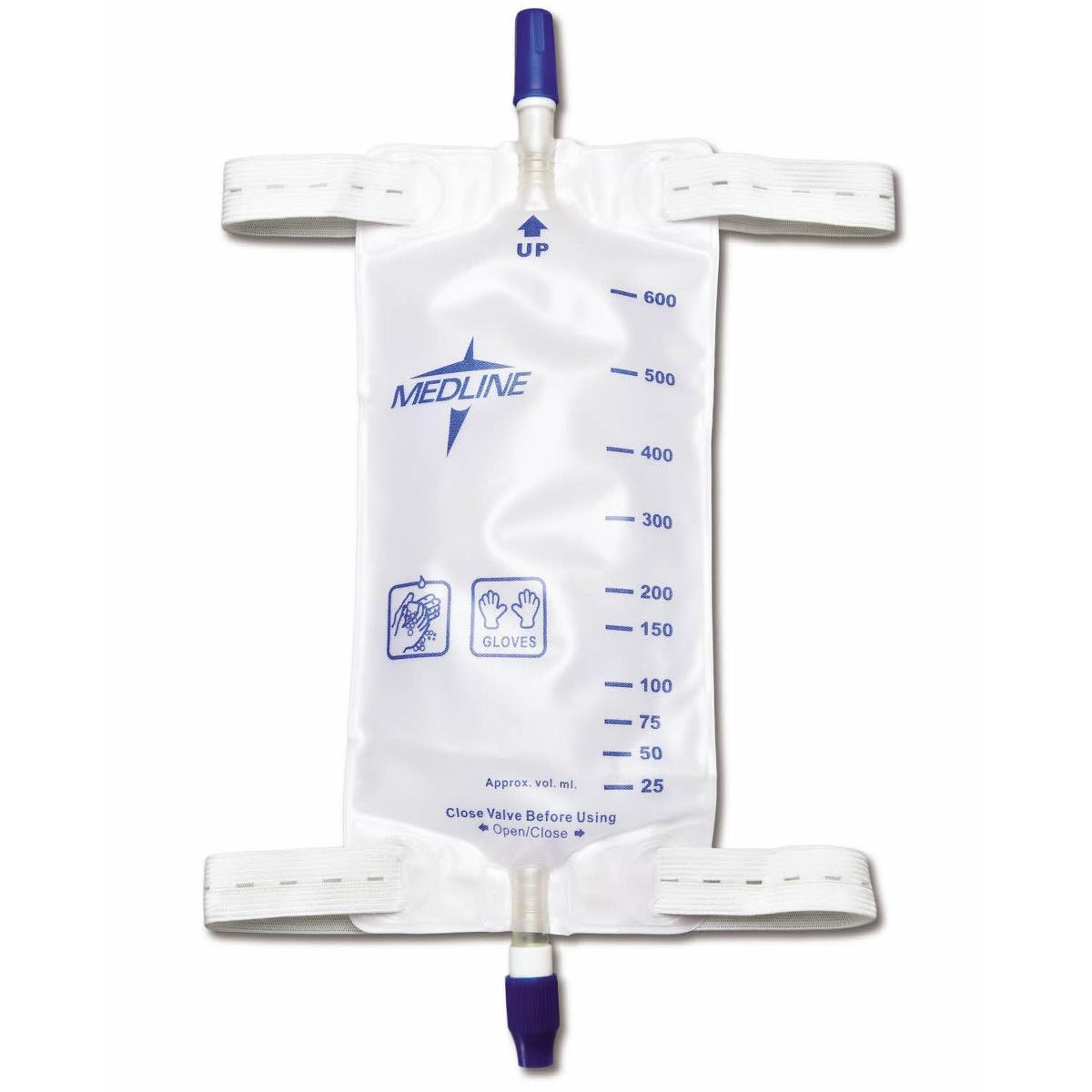 Medline Leg Bags Twist Valve, 600 mL Medium | Urinary Drainage