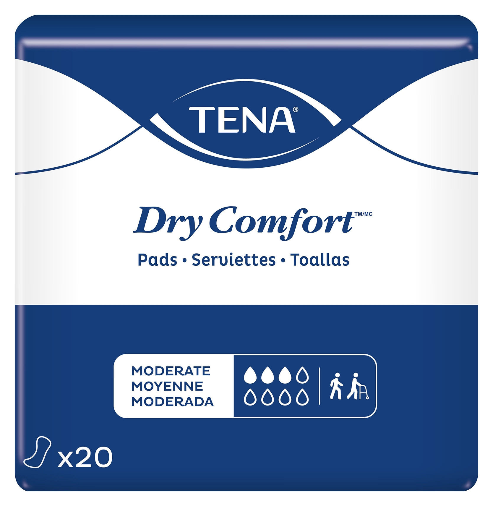 Tena Dry Comfort Pads, Moderate Absorbency