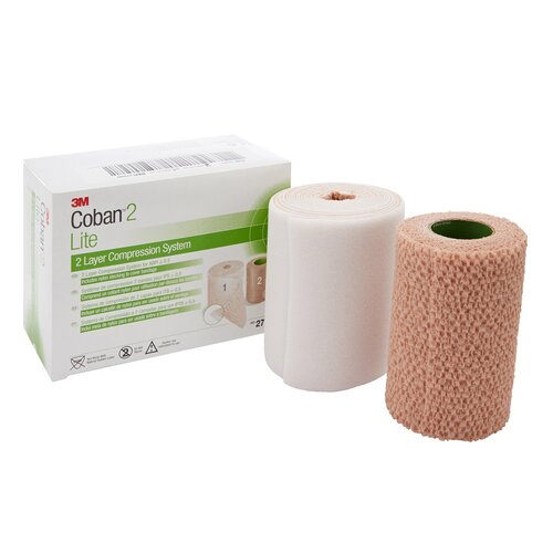 3M Coban 2 Lite 2 Layer Compression Bandage, Tan-White thumbnail 1