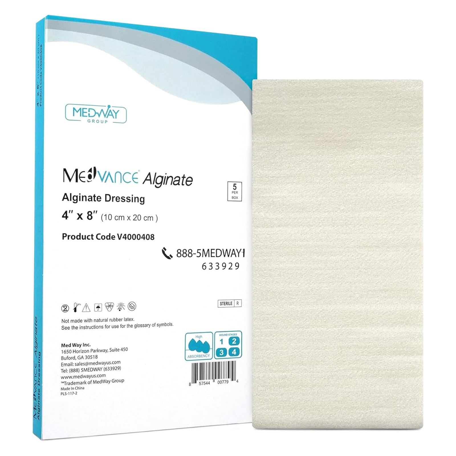 MedVance Calcium Alginate Dressing, 4 x 8 Inch - Box of 5