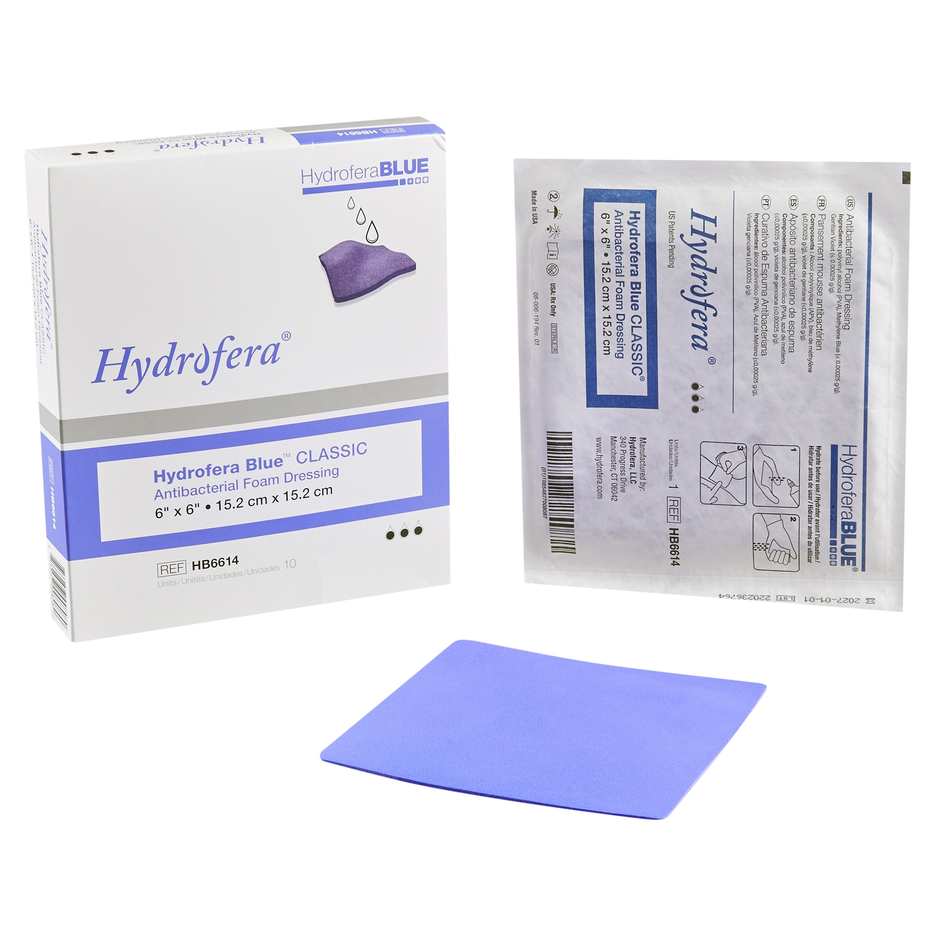 Hydrofera Blue Classic Antibacterial Foam Dressing | 2 x 2 inch