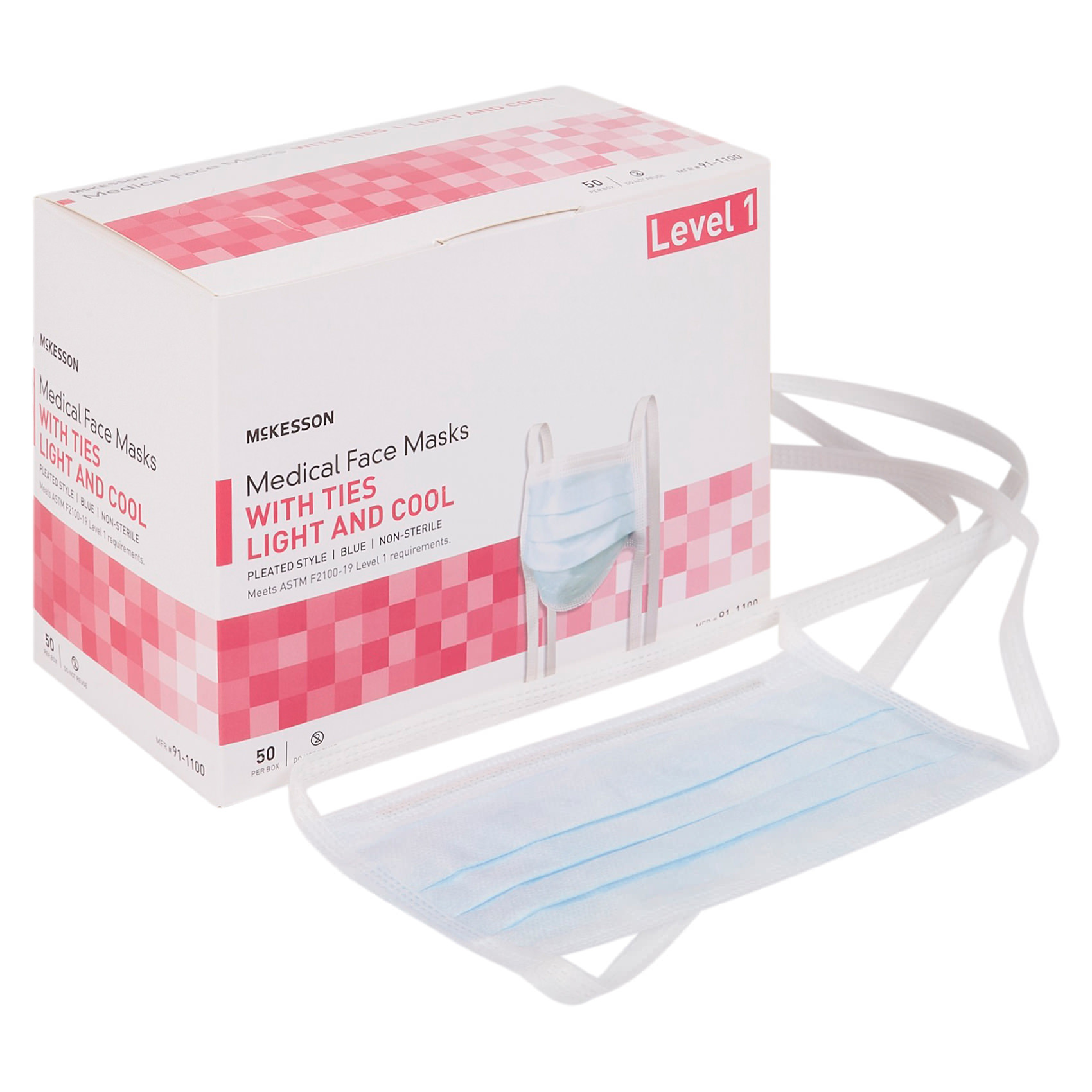 McKesson Adult ASTM Level 1 Anti-fog Surgical Mask, Green