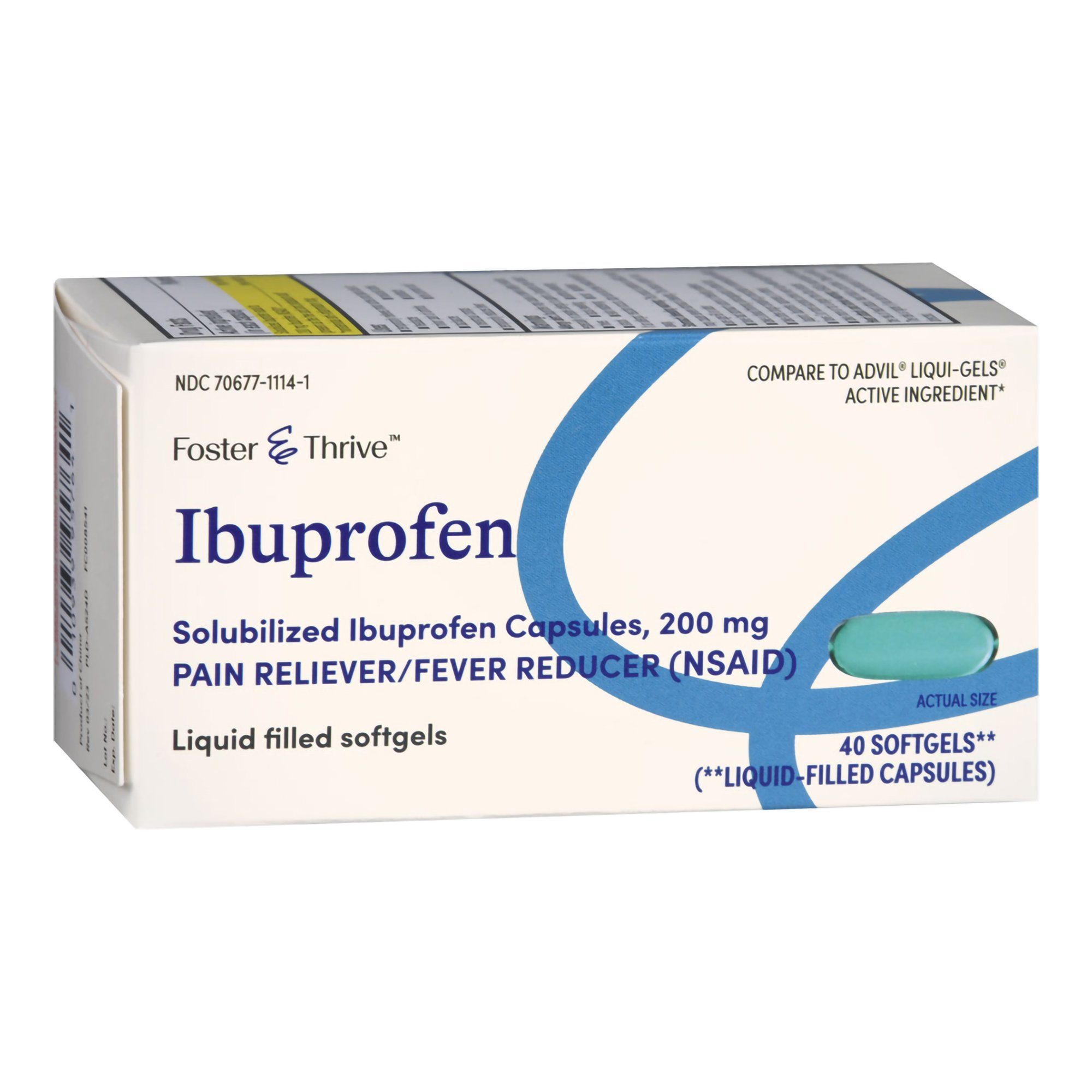Foster & Thrive Ibuprofen Pain Relief Capsule - Bottle of 40 - Main image