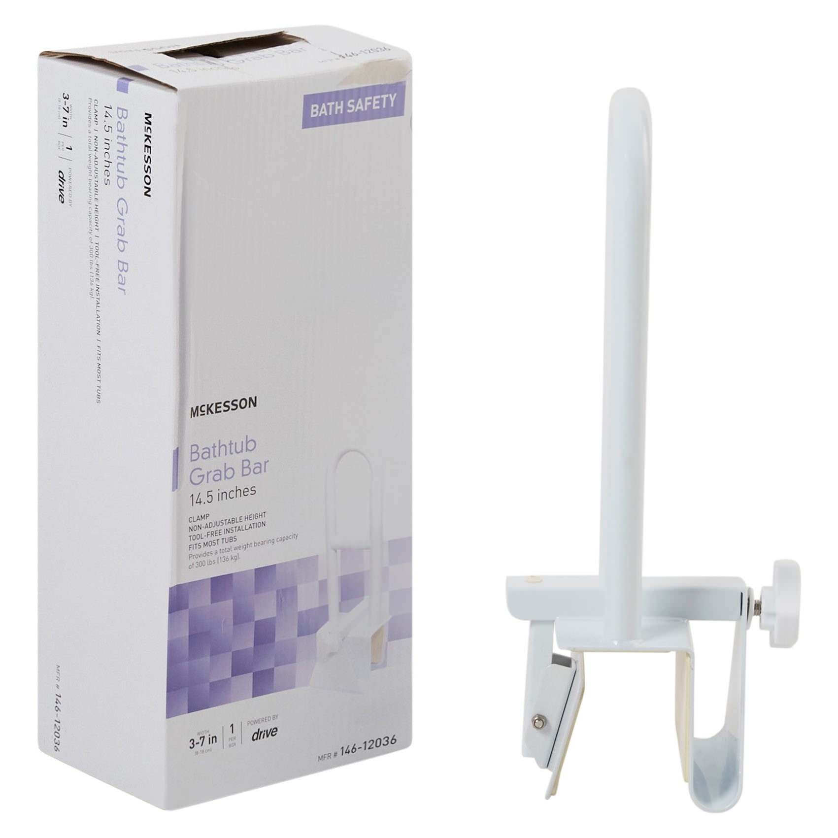 McKesson Smooth Handle Bathtub Grab Bar, White